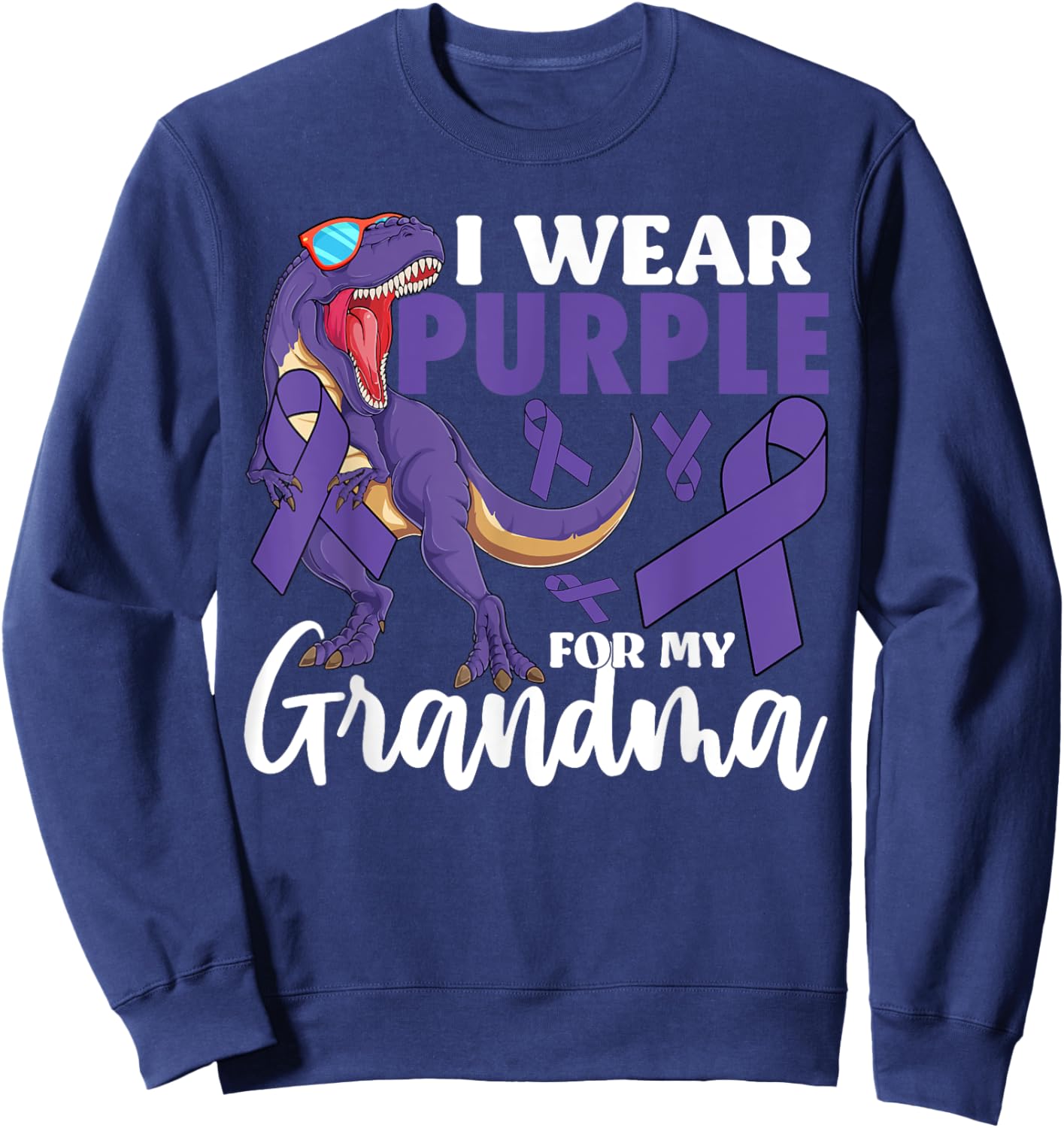 I Wear Purple For My Grandma Pancreatic Cancer Awareness Sweatshirt - Sweatshirt | Navy