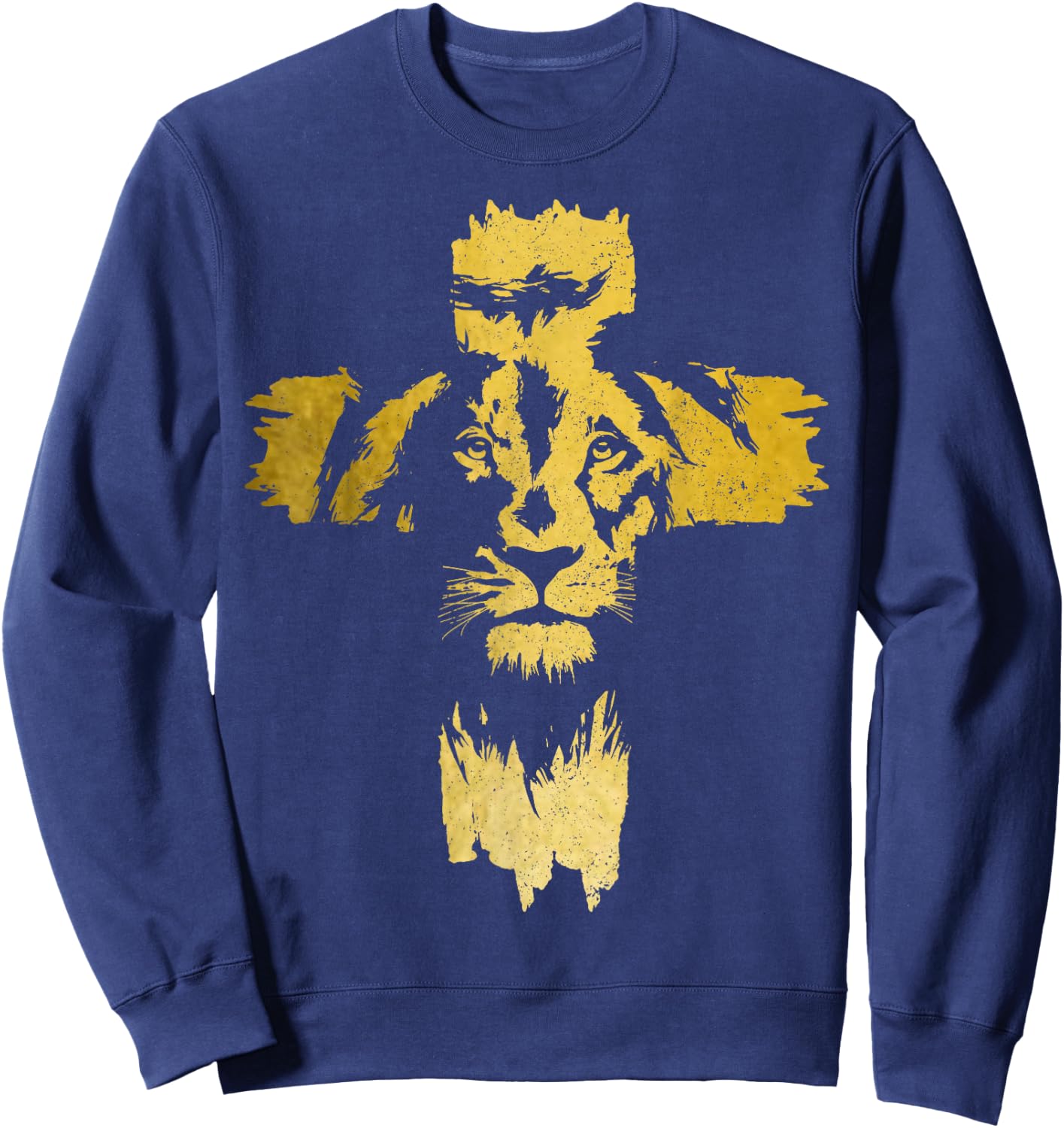 Christian Lion Cross Bible Jesus Religious Sweatshirt - Sweatshirt | Navy