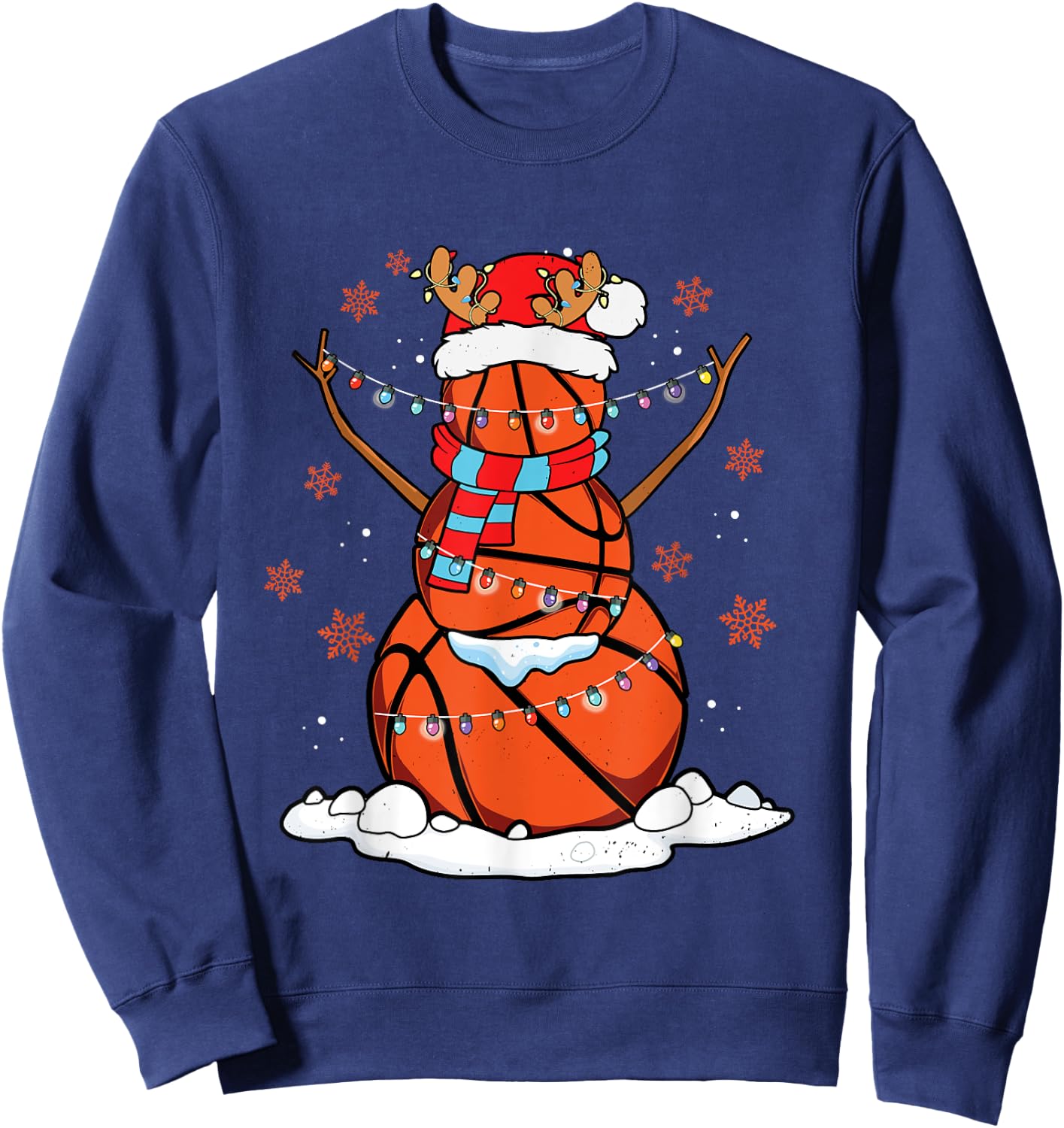Christmas Basketball Players Team Sports Fan Coach Holiday Sweatshirt - Sweatshirt | Navy