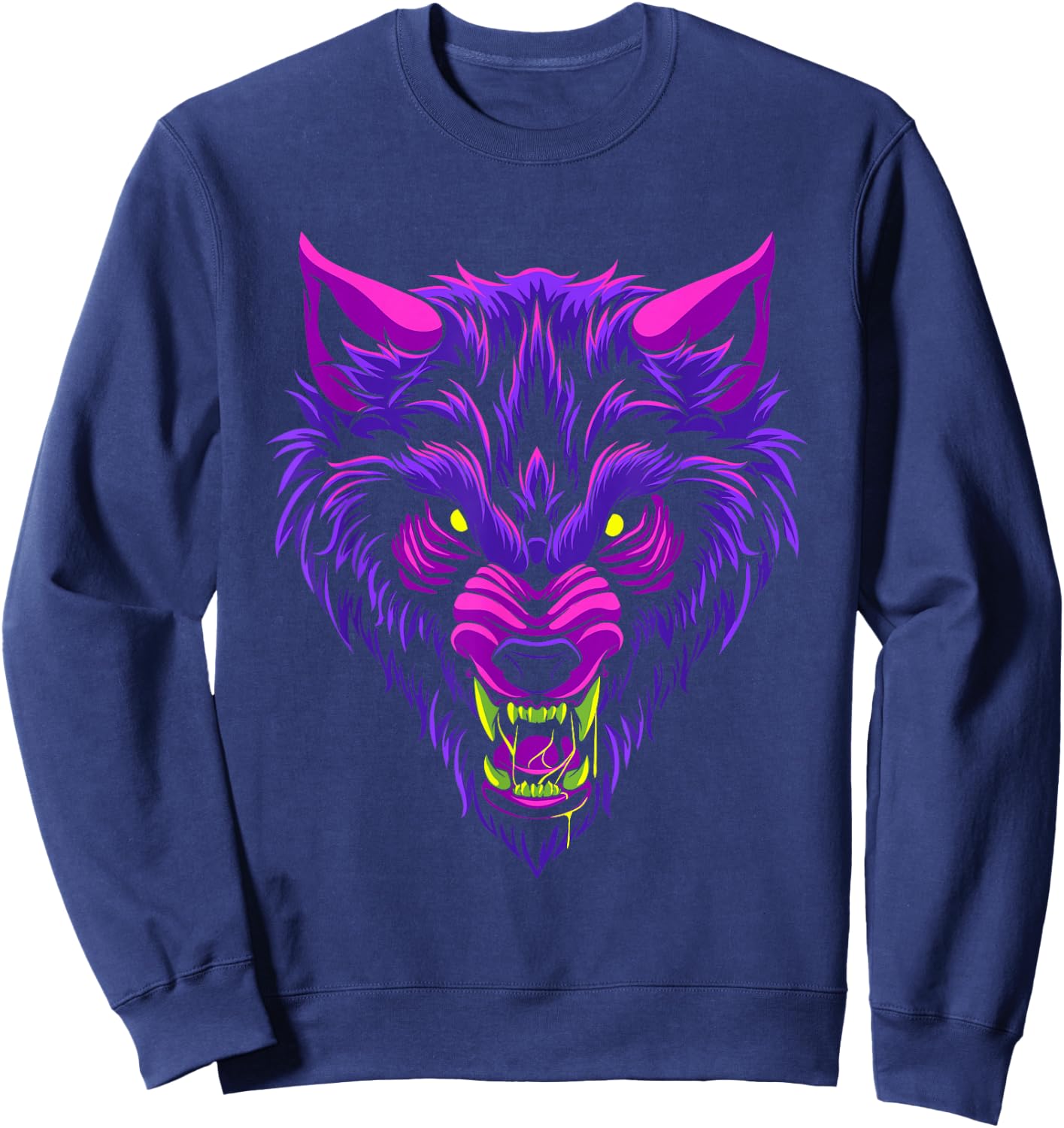 Cryptid Werewolf Head Halloween Mythology Mythical Creature Sweatshirt - Sweatshirt | Navy