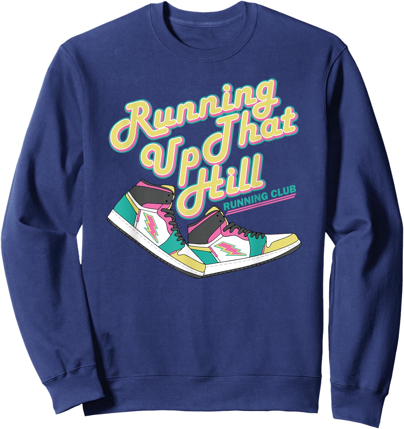 Running Up That Hill Retro Running Marathon Track Cross Sweatshirt - Sweatshirt | Navy