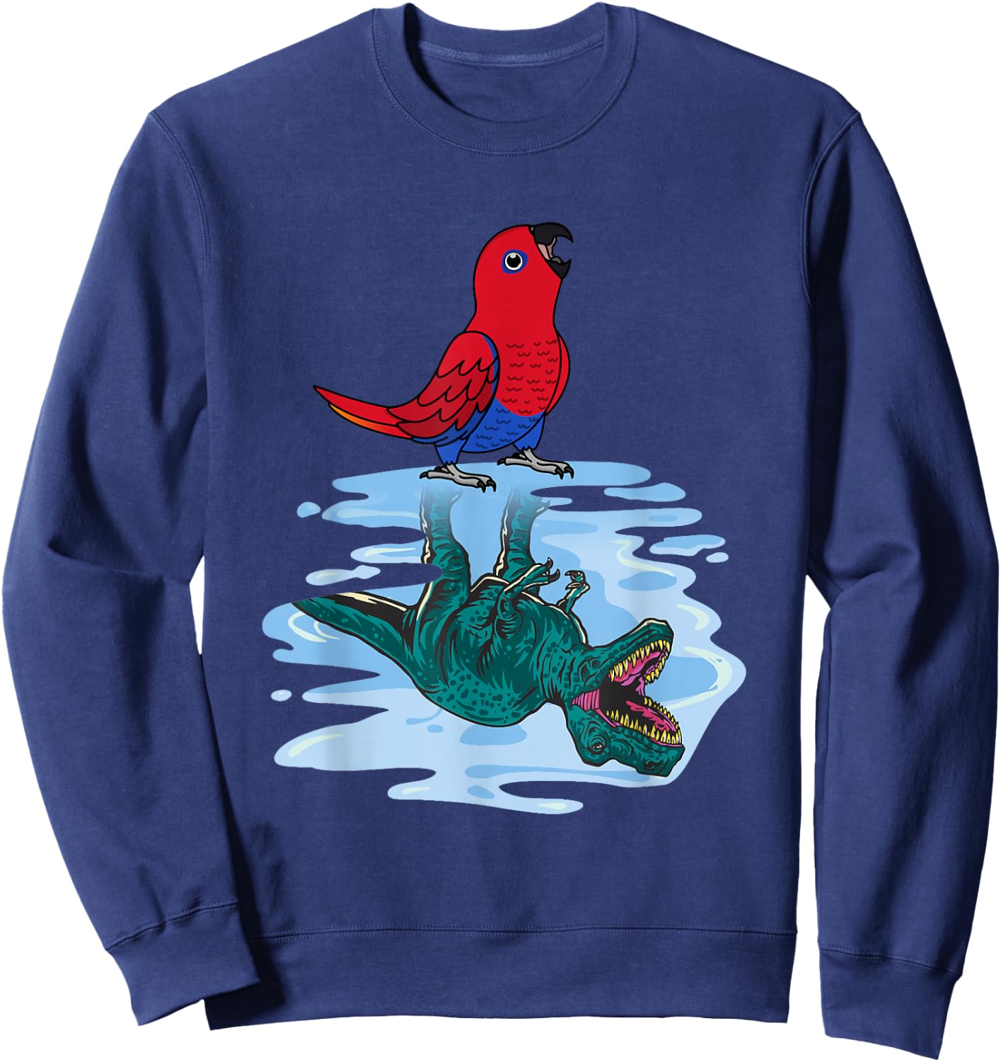 Parrot & T Rex Reflection I Female Eclectus Sweatshirt - Sweatshirt | Navy