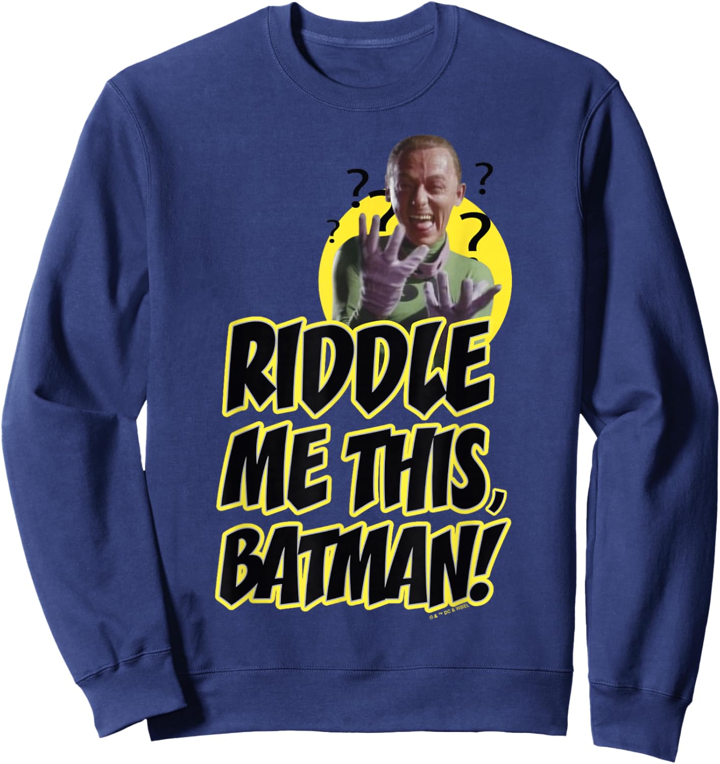 Batman (TV Show) Riddle Me This Batman! Riddler Retro Poster Sweatshirt - Sweatshirt | Navy