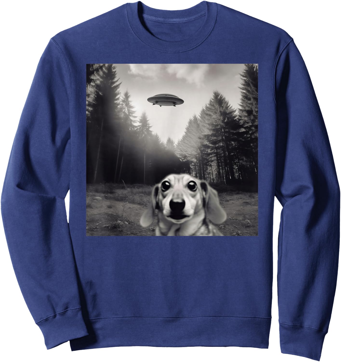 Alien UFO Funny Dachshund Dog Women Girls Kids Sweatshirt - Sweatshirt | Navy