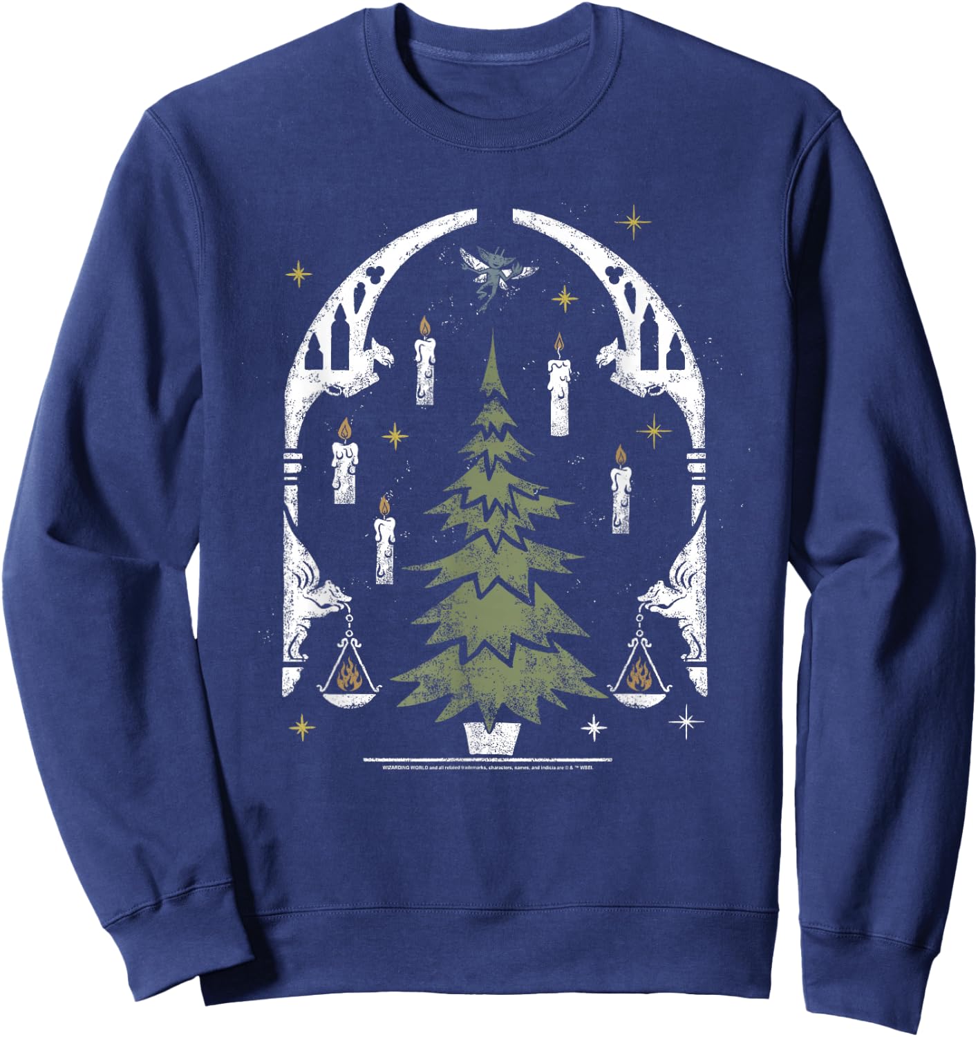 Harry Potter Hogwarts Great Hall Christmas Tree Stamp Sweatshirt - Sweatshirt | Navy