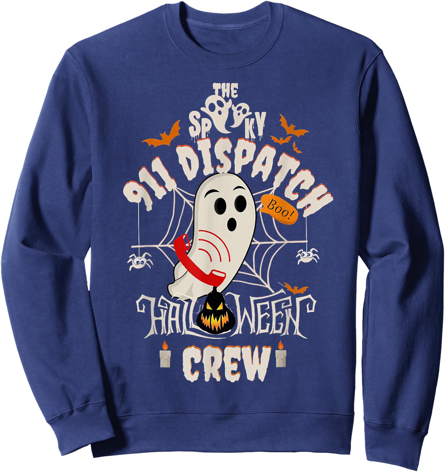 Dispatcher Boo Crew Halloween 911 Dispatch Pumpkin Costume Sweatshirt - Sweatshirt | Navy