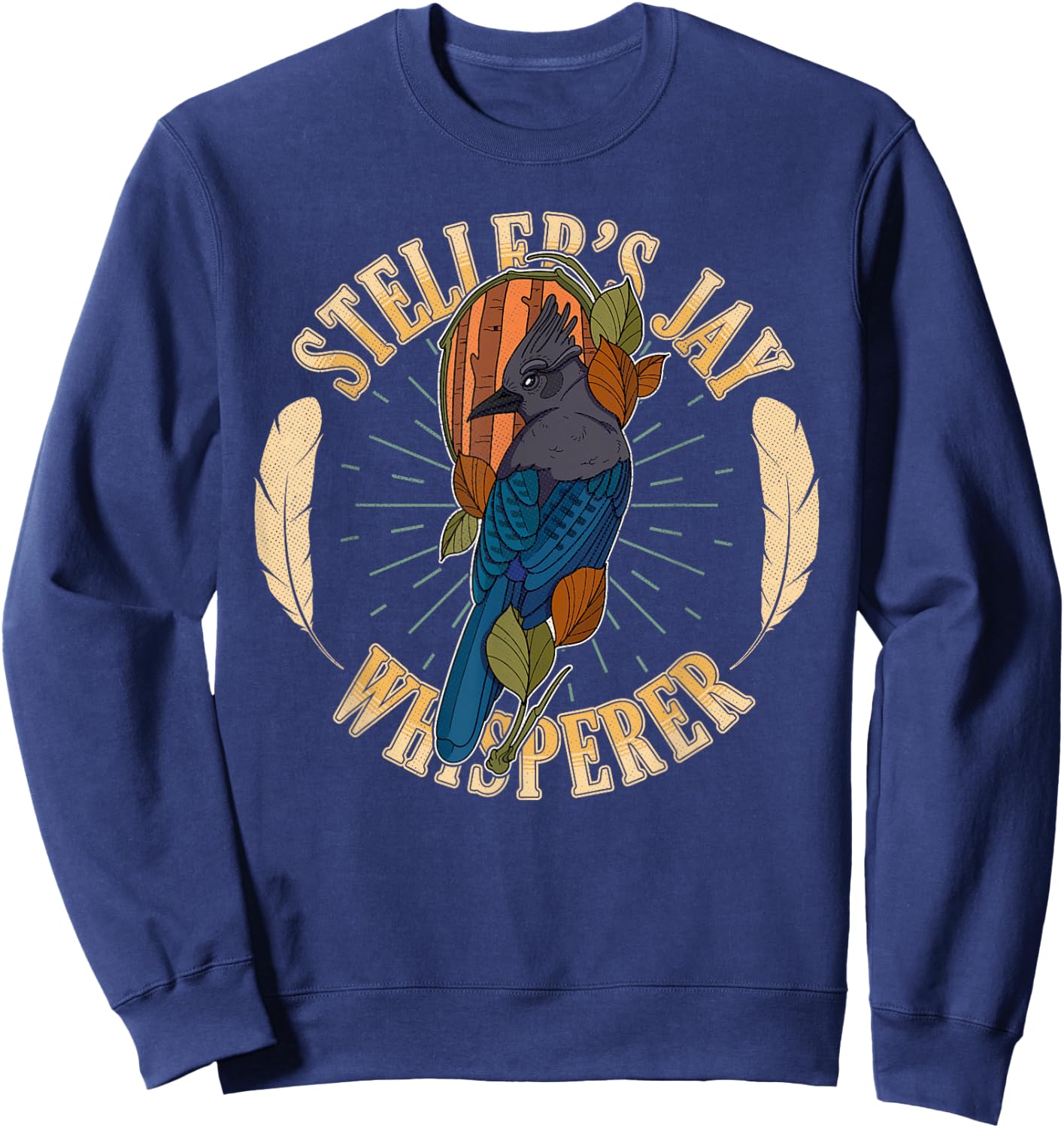 Steller’s jay wing birding birdwatching outdoor garden Sweatshirt - Sweatshirt | Navy