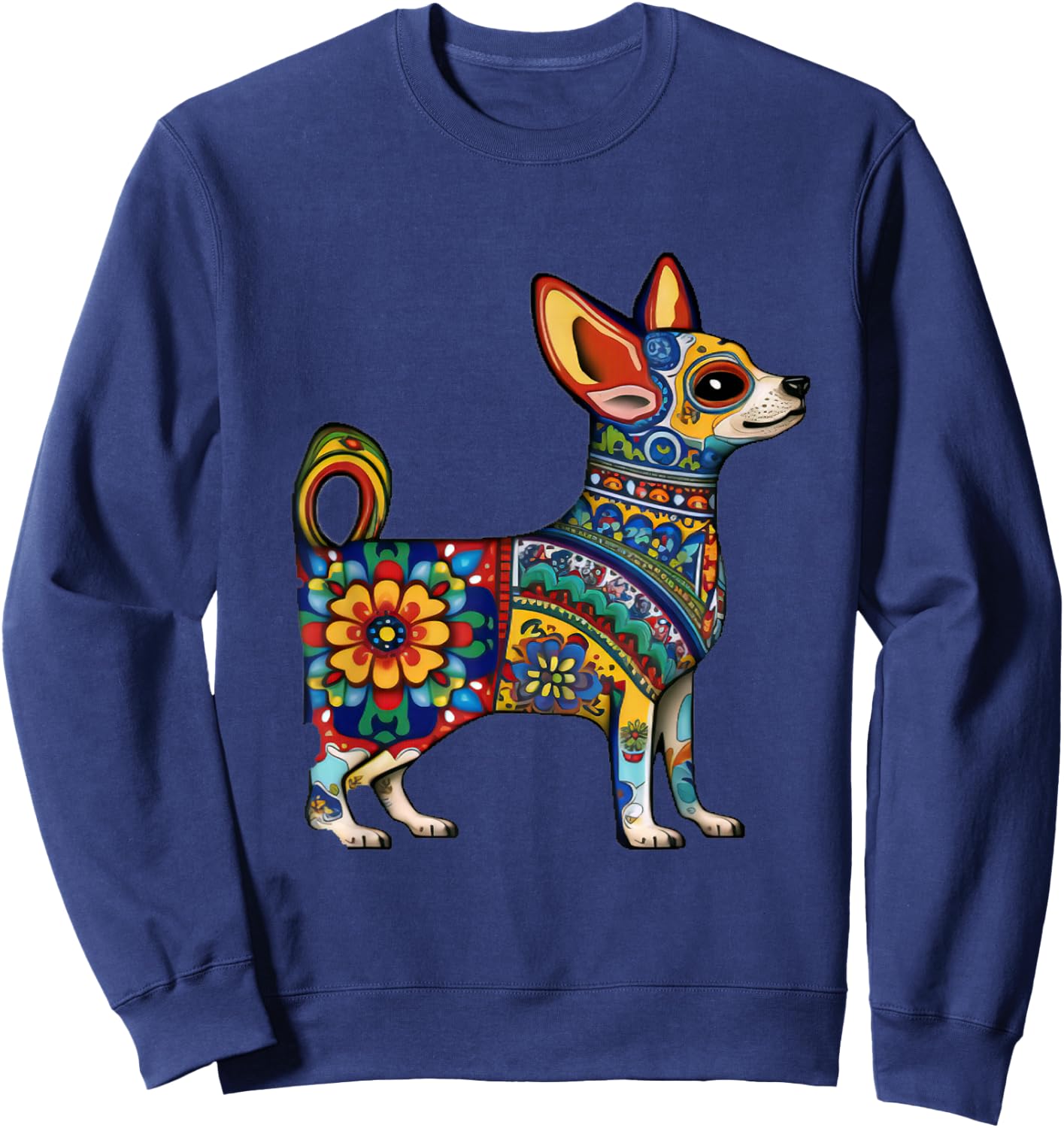 Chihuahua Cinco de Mayo Mexican Talavera Aesthetic Sweatshirt - Sweatshirt | Navy