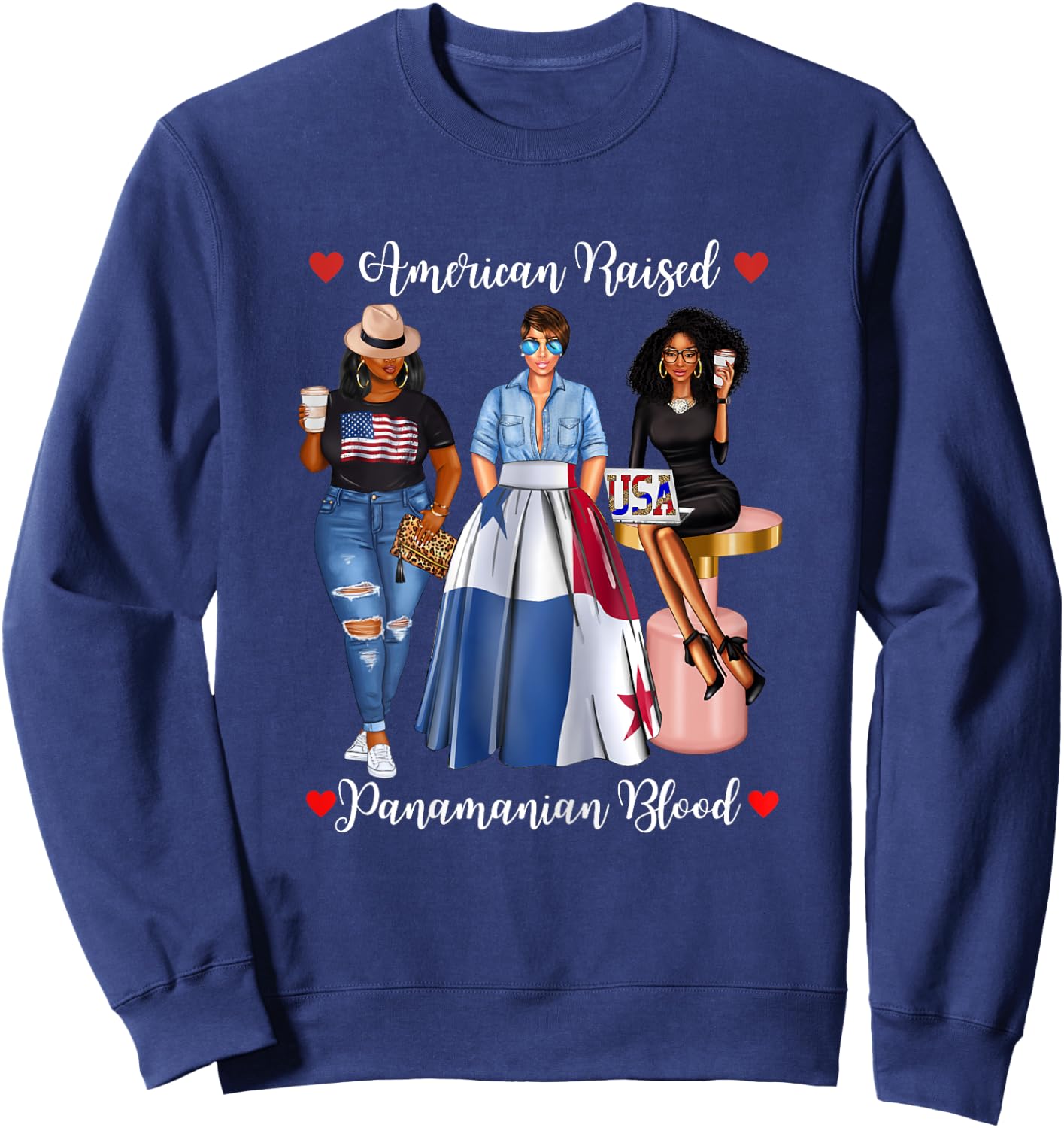 Half Panamanian Half American Raised In Panama Born In Sweatshirt - Sweatshirt | Navy