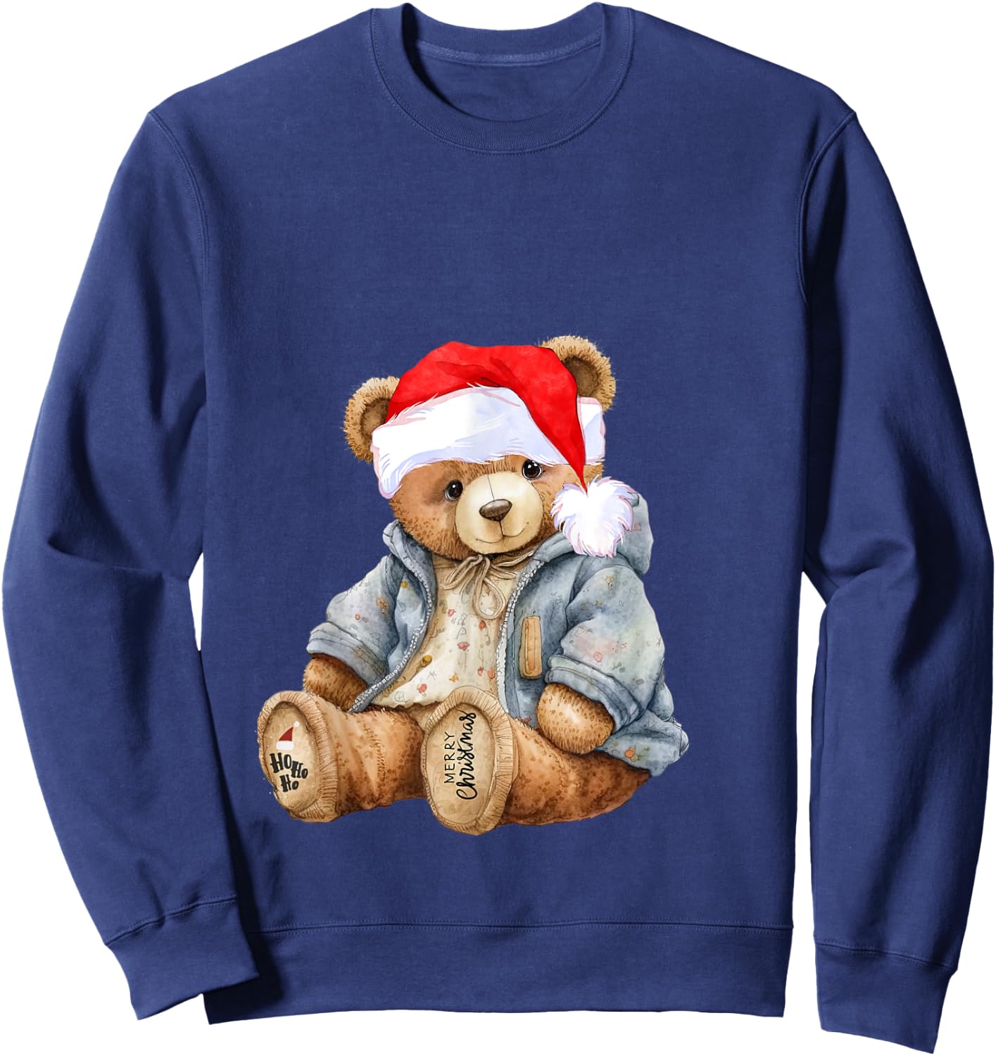 Sweet teddy bear Santa hat merry christmas Sweatshirt - Sweatshirt | Navy