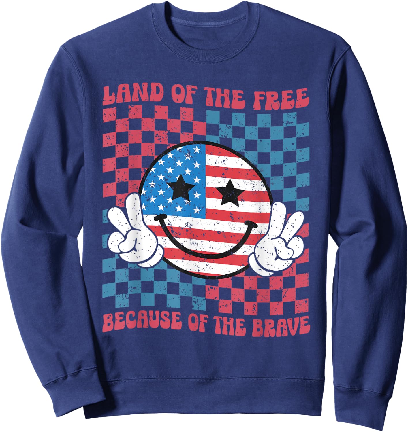 Home of the Free Because of the Brave Military American Flag Sweatshirt - Sweatshirt | Navy