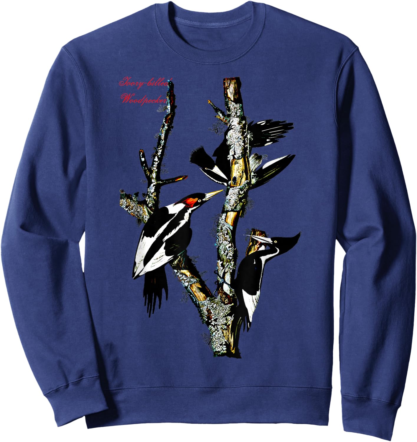 Audubon Ivory-billed Woodpecker North American Birds Sweatshirt - Sweatshirt | Navy