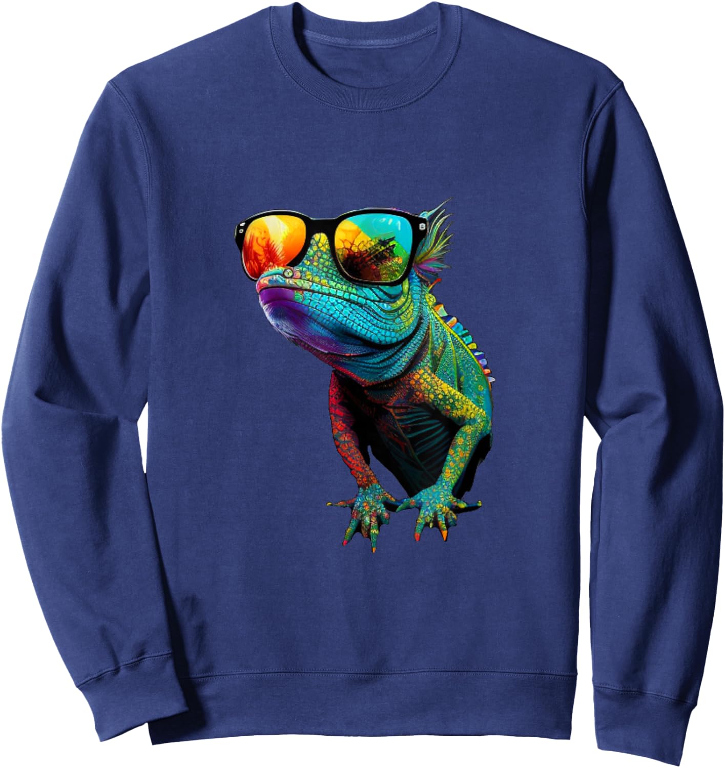 Funny Lizard with Sunglasses for Iguana & Reptiles Lovers Sweatshirt - Sweatshirt | Navy
