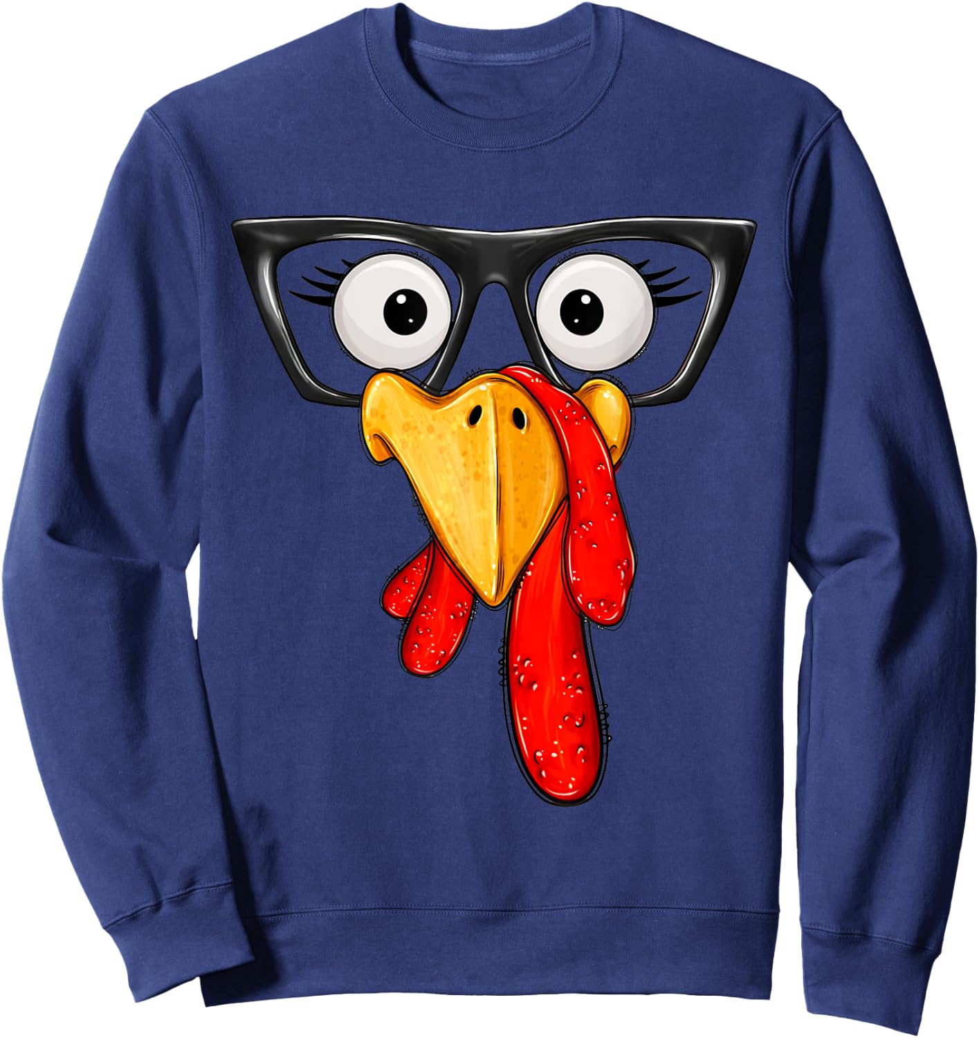 Cute Turkey Face Glasses Boys Kids Thanksgiving Family Sweatshirt - Sweatshirt | Navy