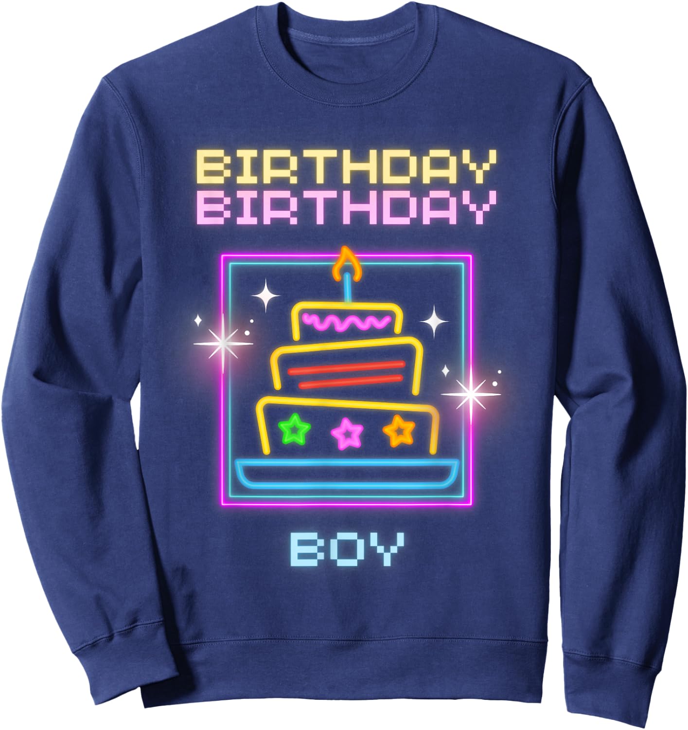 Birthday Boy with Neon Cake Sweatshirt - Sweatshirt | Navy