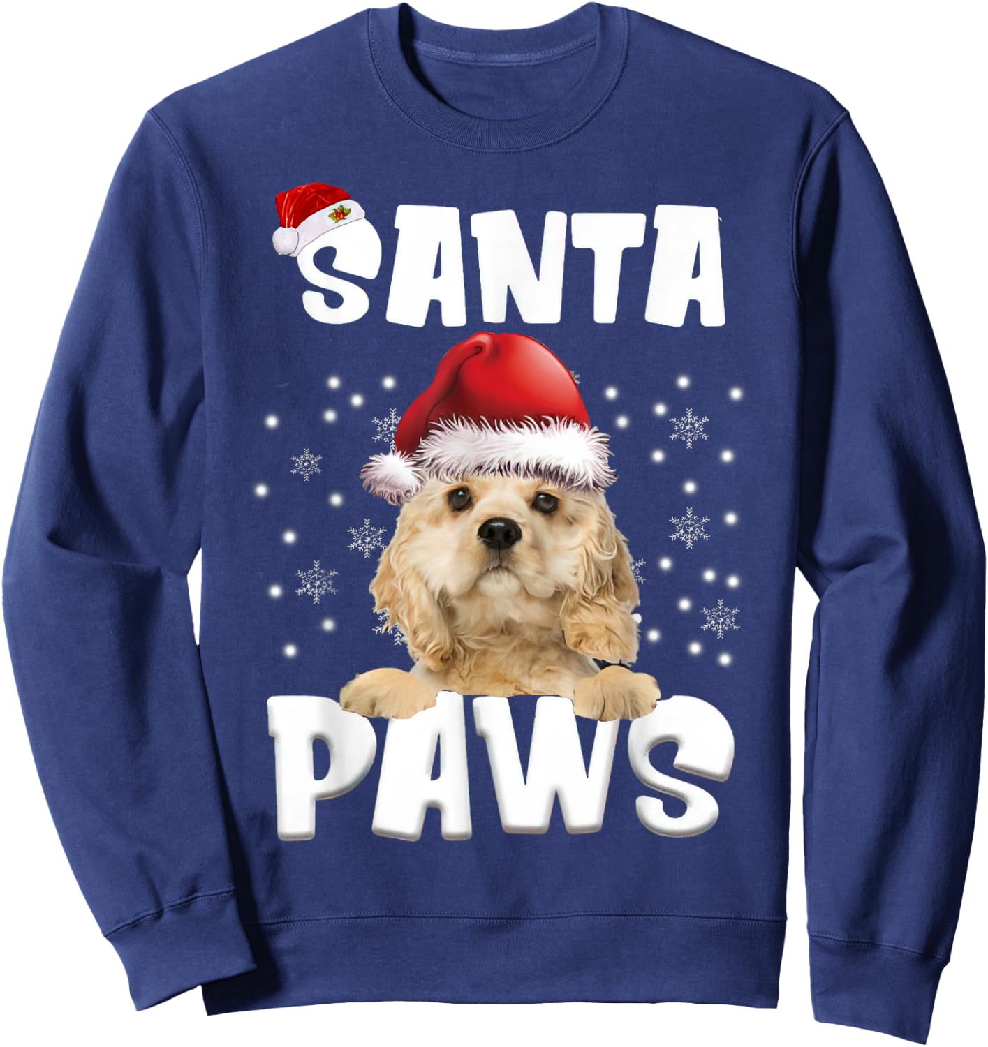 Funny American Cocker Spaniel Christmas Lights Tree Dog Men Women Sweatshirt - Sweatshirt | Navy