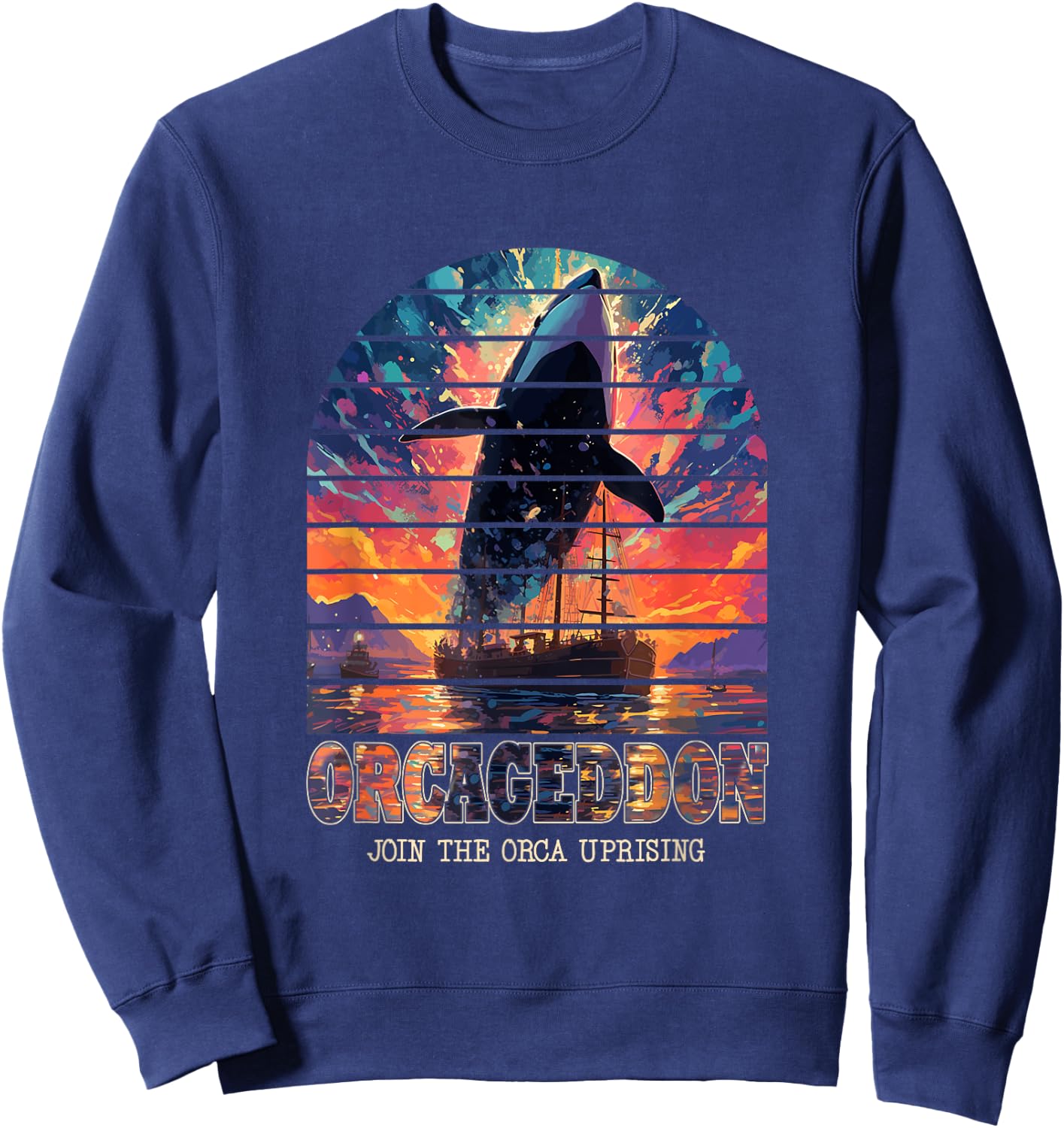 Join the Orca Uprising - Orcageddon: Whale Rebellion Sweatshirt - Sweatshirt | Navy