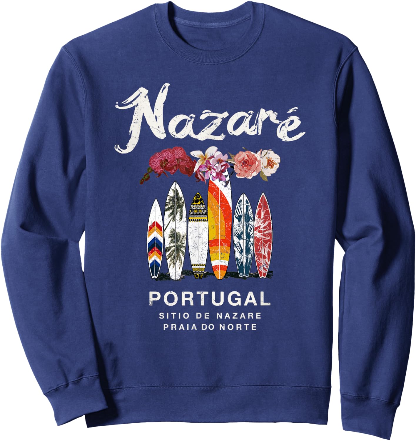 Nazare Portugal Surfing Vintage Sweatshirt - Sweatshirt | Navy