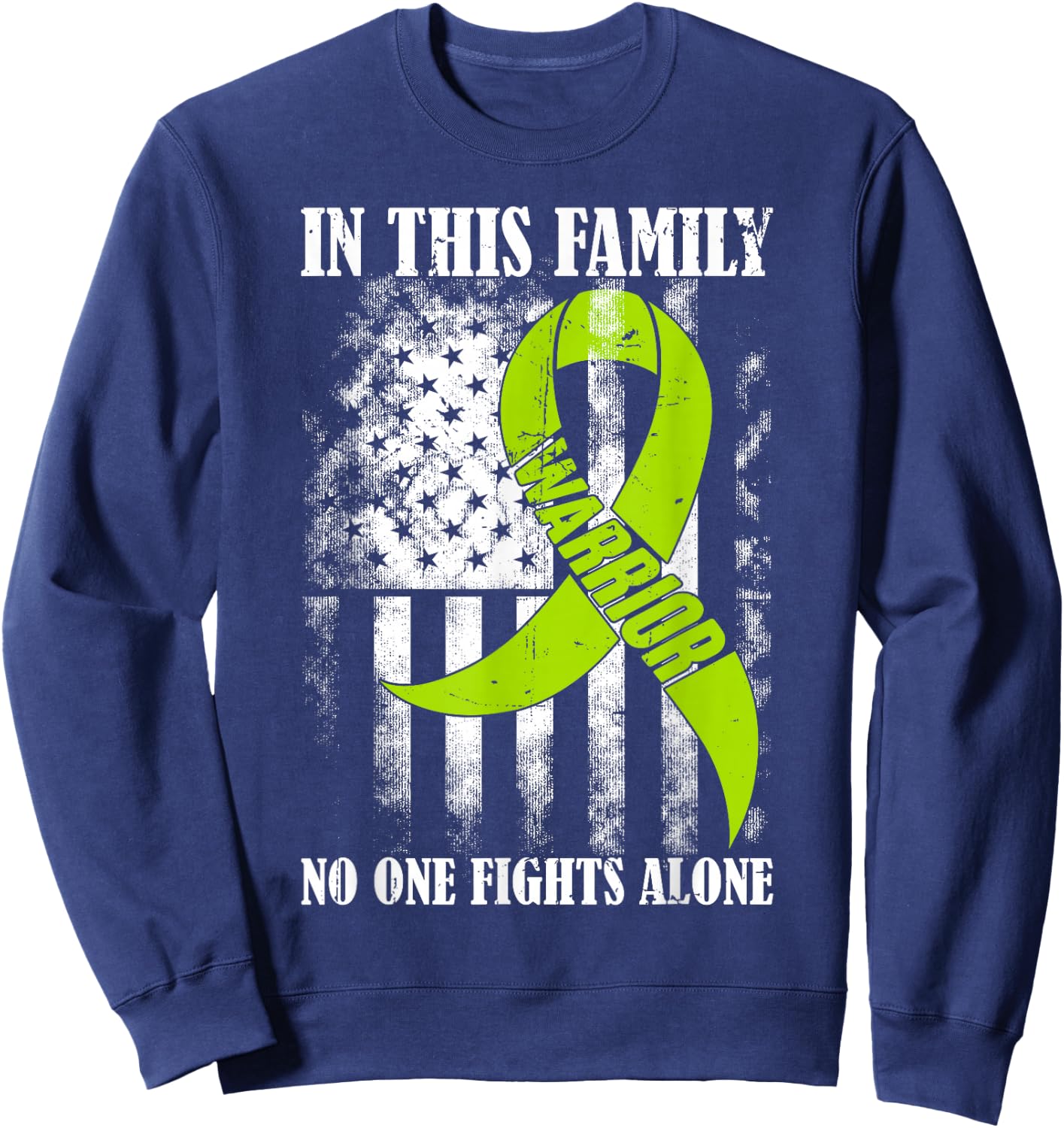 Retro In This Family No One Fight Alone Lymphoma Awareness Sweatshirt - Sweatshirt | Navy