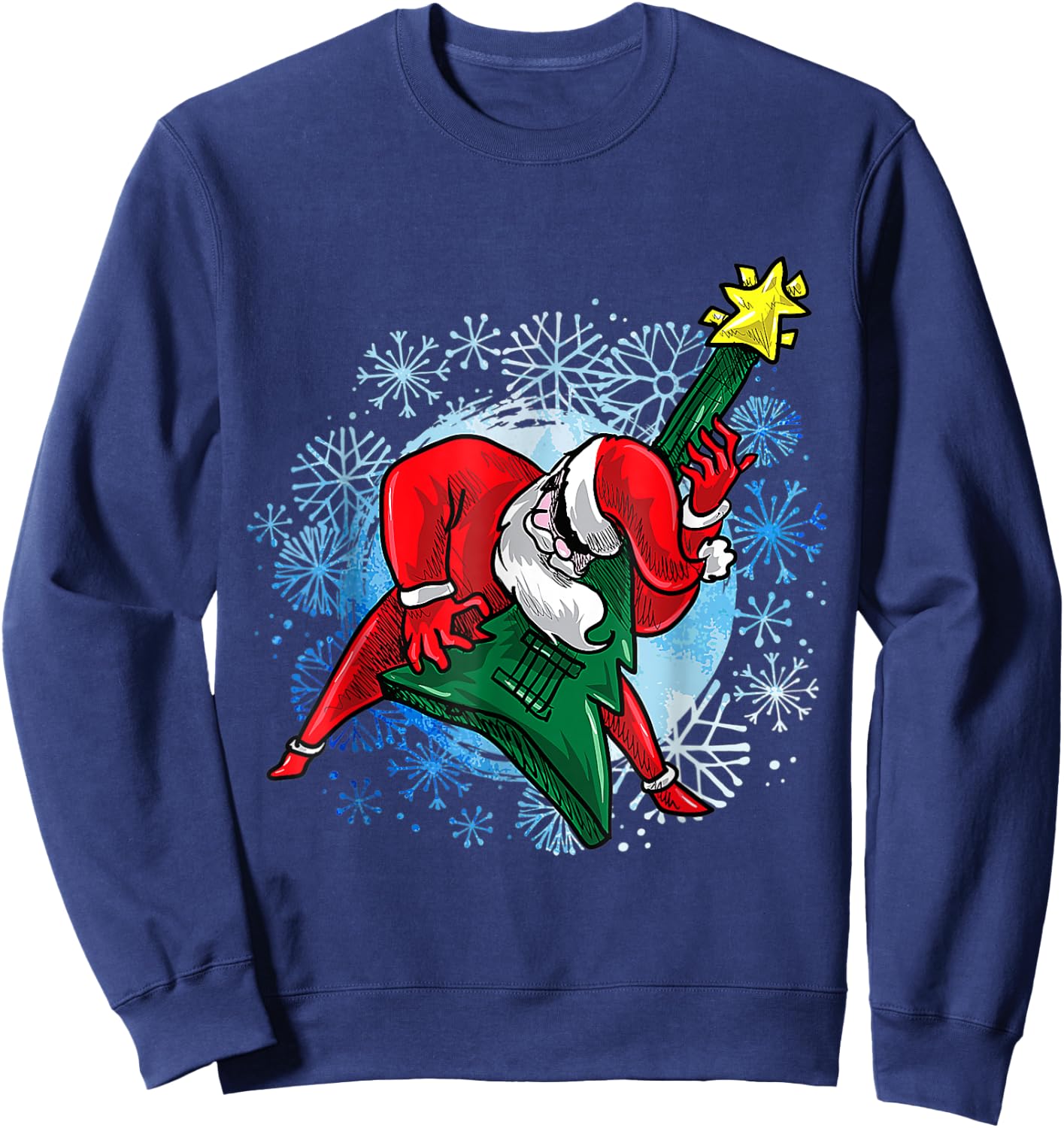 OHO Santa The Guitarist Play Tree Guitar Gift women Sweatshirt - Sweatshirt | Navy