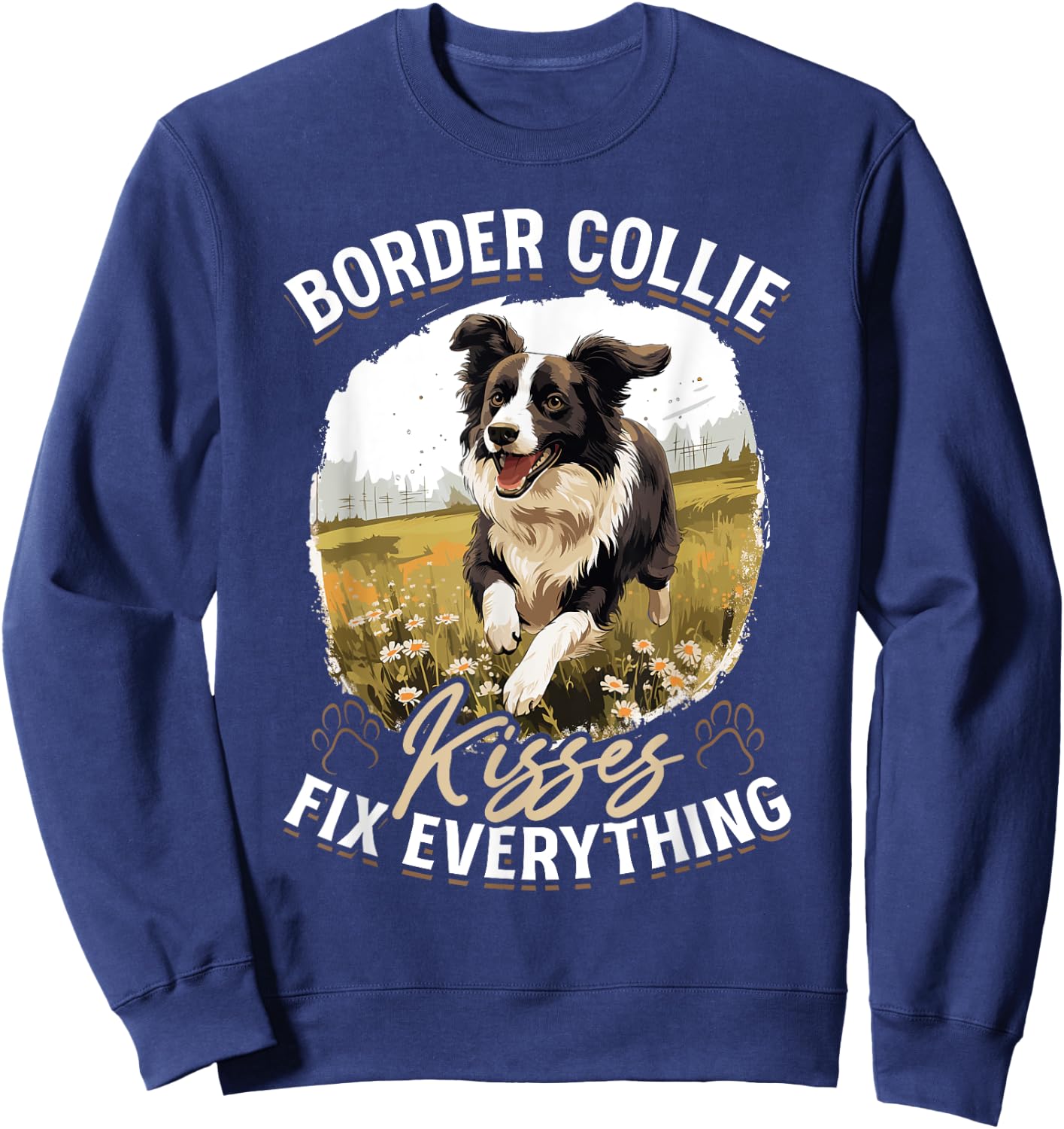 Border Collie Dog - Border Collie kisses fix everything Women Kids Sweatshirt - Sweatshirt | Navy
