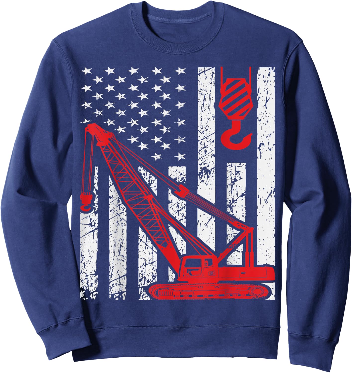 Excavating Machinery Retro bulldozer Excavator Co Men's Black Construction Worker Sweatshirt - Sweatshirt | Navy