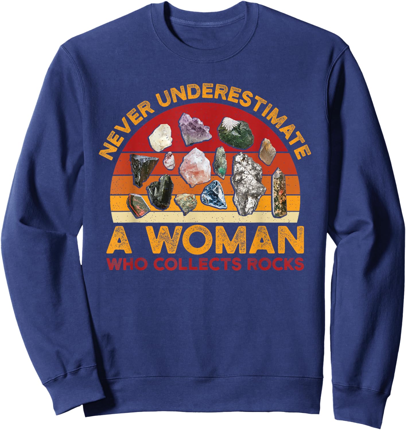 Collecting Rocks Retro Women Woman Who Collects Rocks Sweatshirt - Sweatshirt | Navy