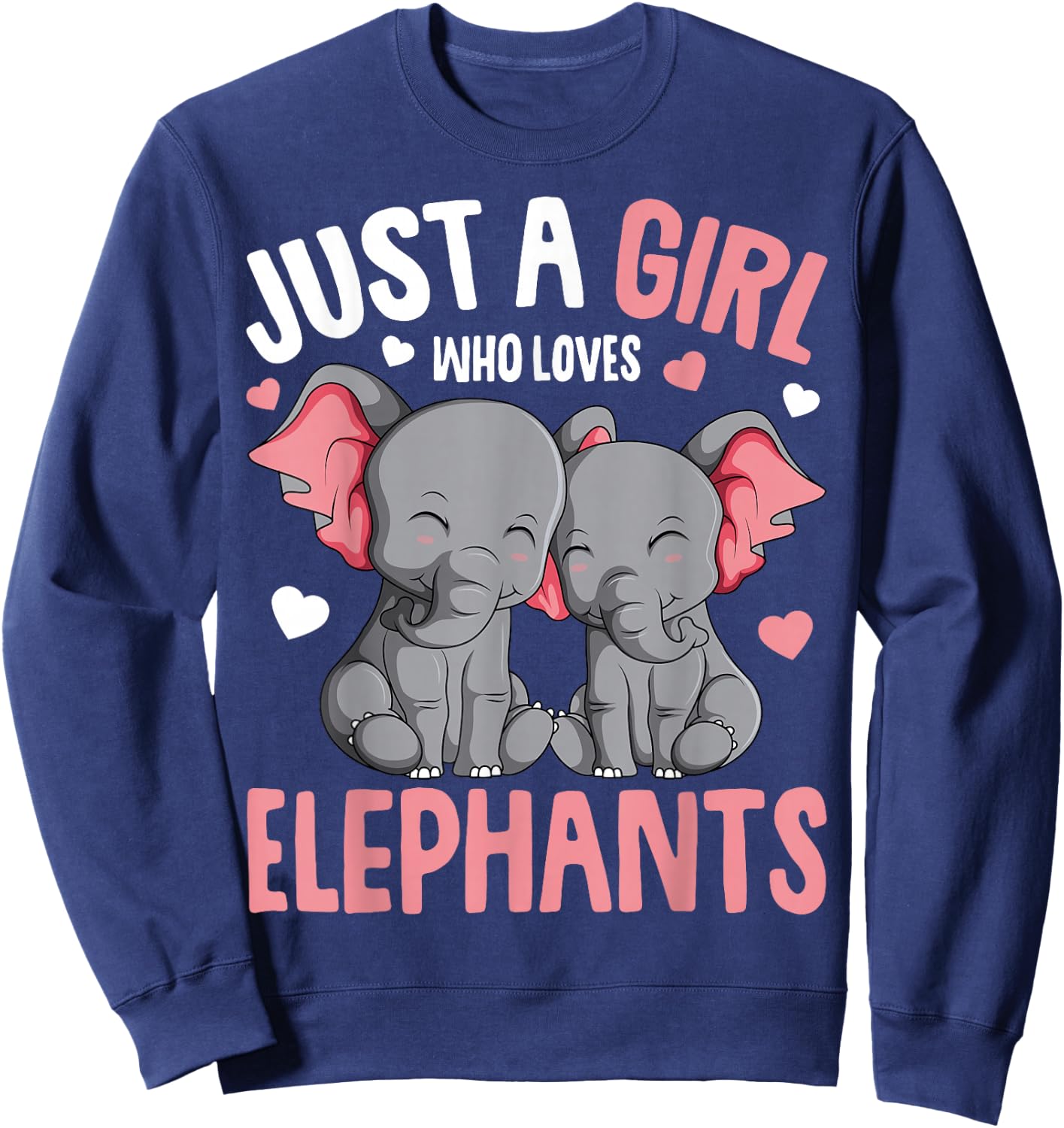 Just a Girl who Loves Elephants Kids Girls Elephant Lover Sweatshirt - Sweatshirt | Navy