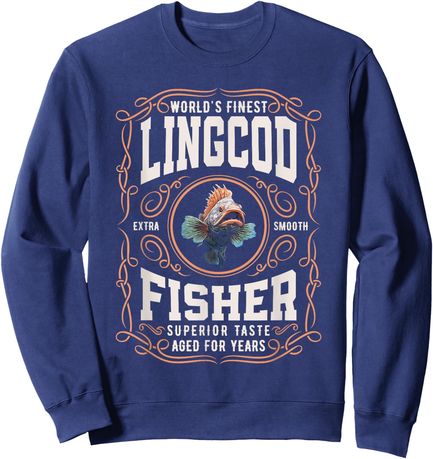 Worlds Finest Lingcod Fisher, Funny Lingcod Fishing Sweatshirt - Sweatshirt | Navy