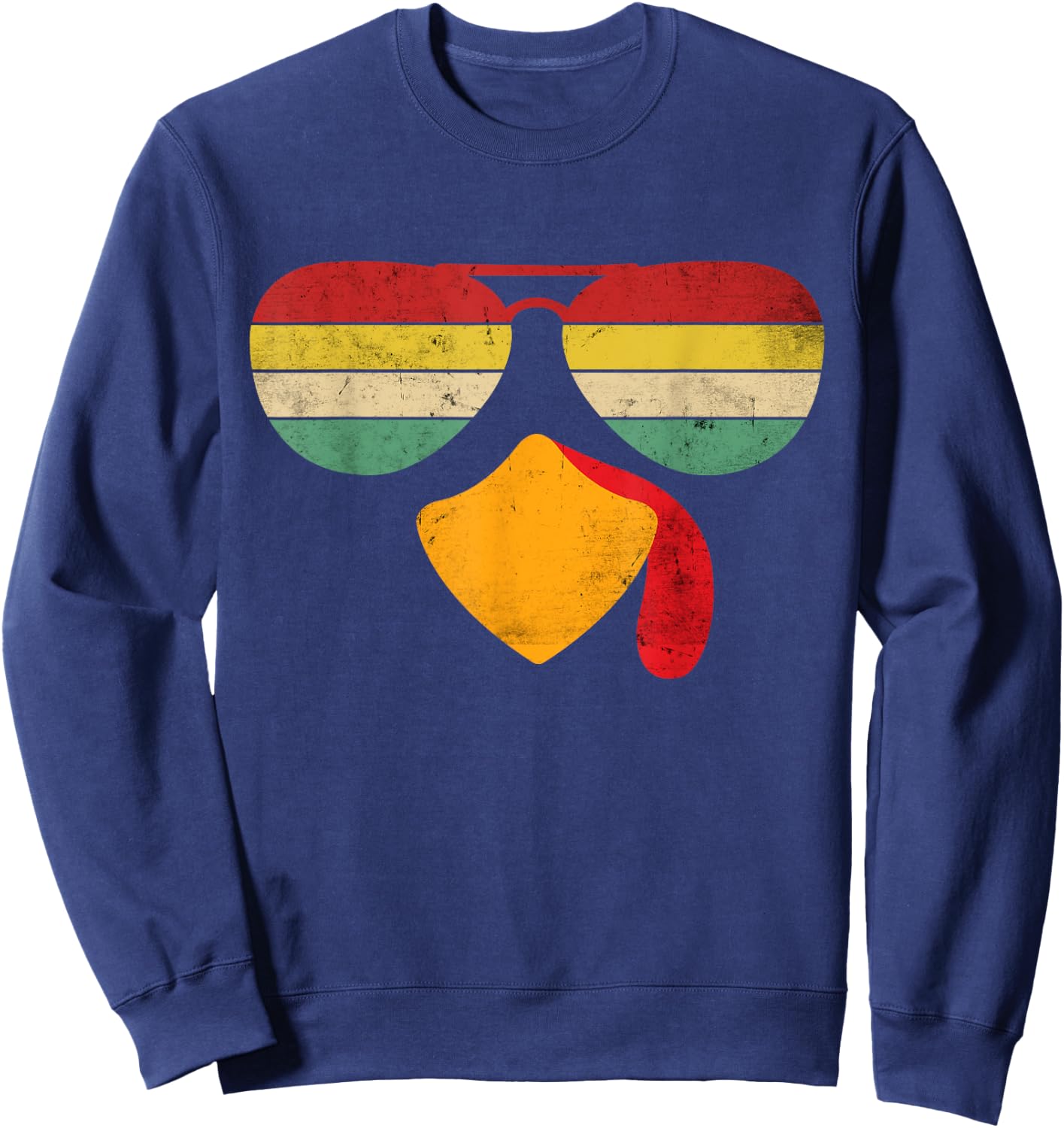 Vintage Turkey Face Thanksgiving Sunglasses Costume Boy Girl Sweatshirt - Sweatshirt | Navy