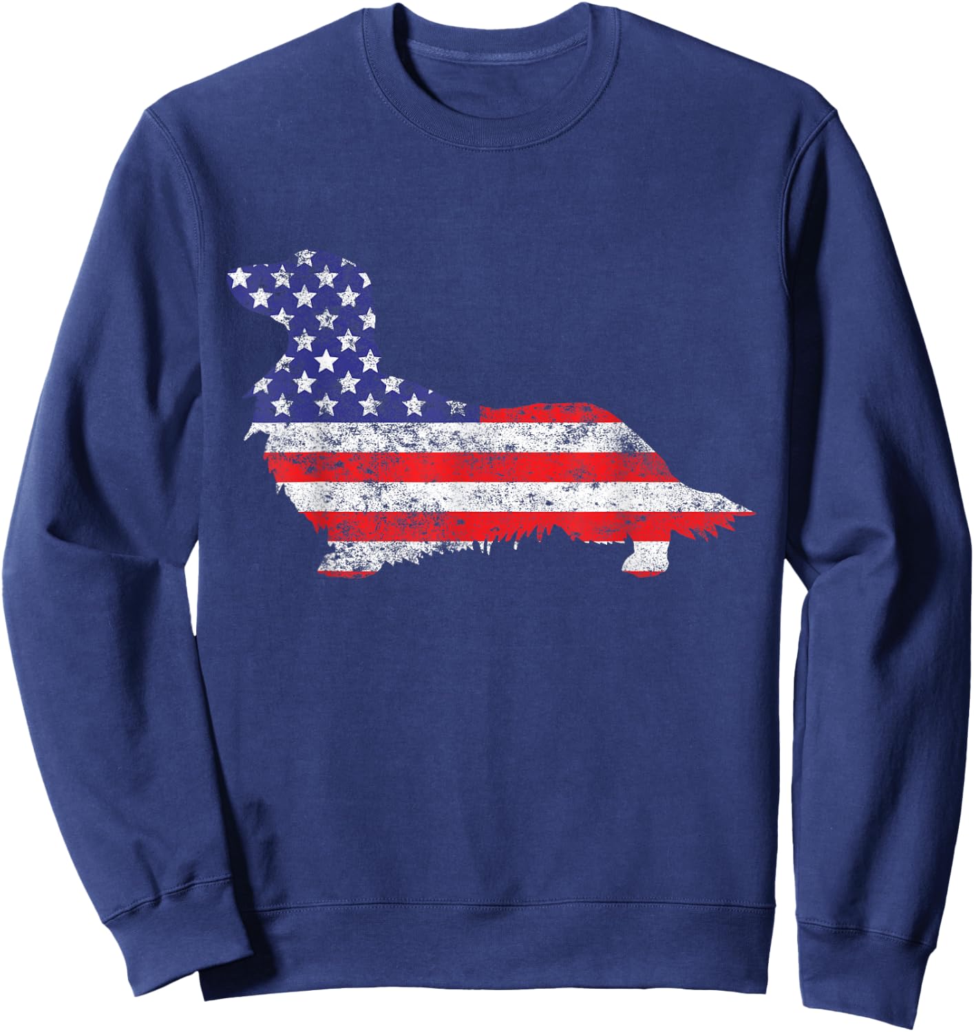 Dachshund Doxie Dog 4th of July USA American Flag Patriotic Sweatshirt - Sweatshirt | Navy