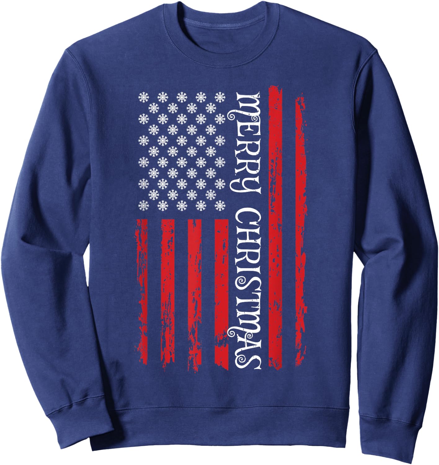 Patriotic USA Flag Shirt Men Women Kids Merry Christmas Sweatshirt - Sweatshirt | Navy