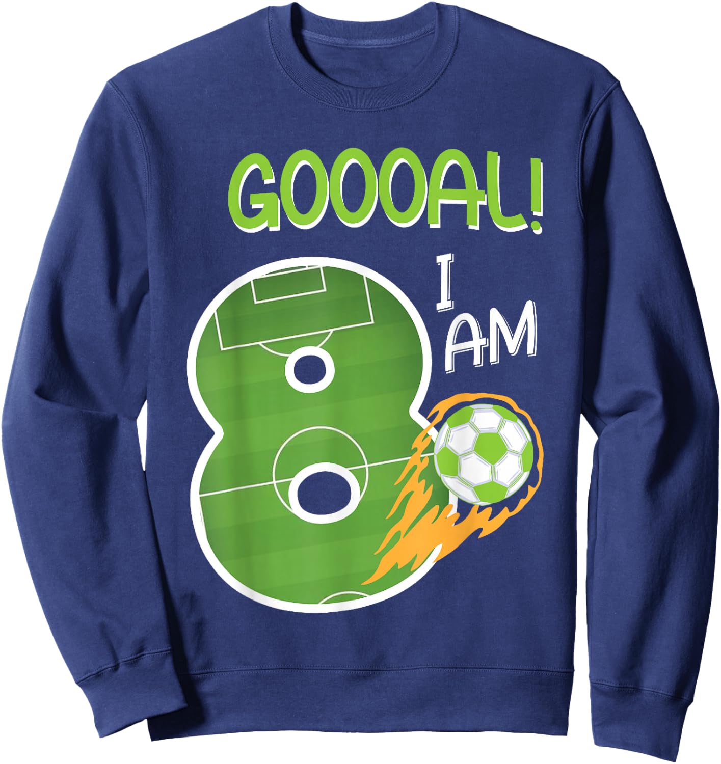 Soccer i'm 8 years old boy birthday Sweatshirt - Sweatshirt | Navy