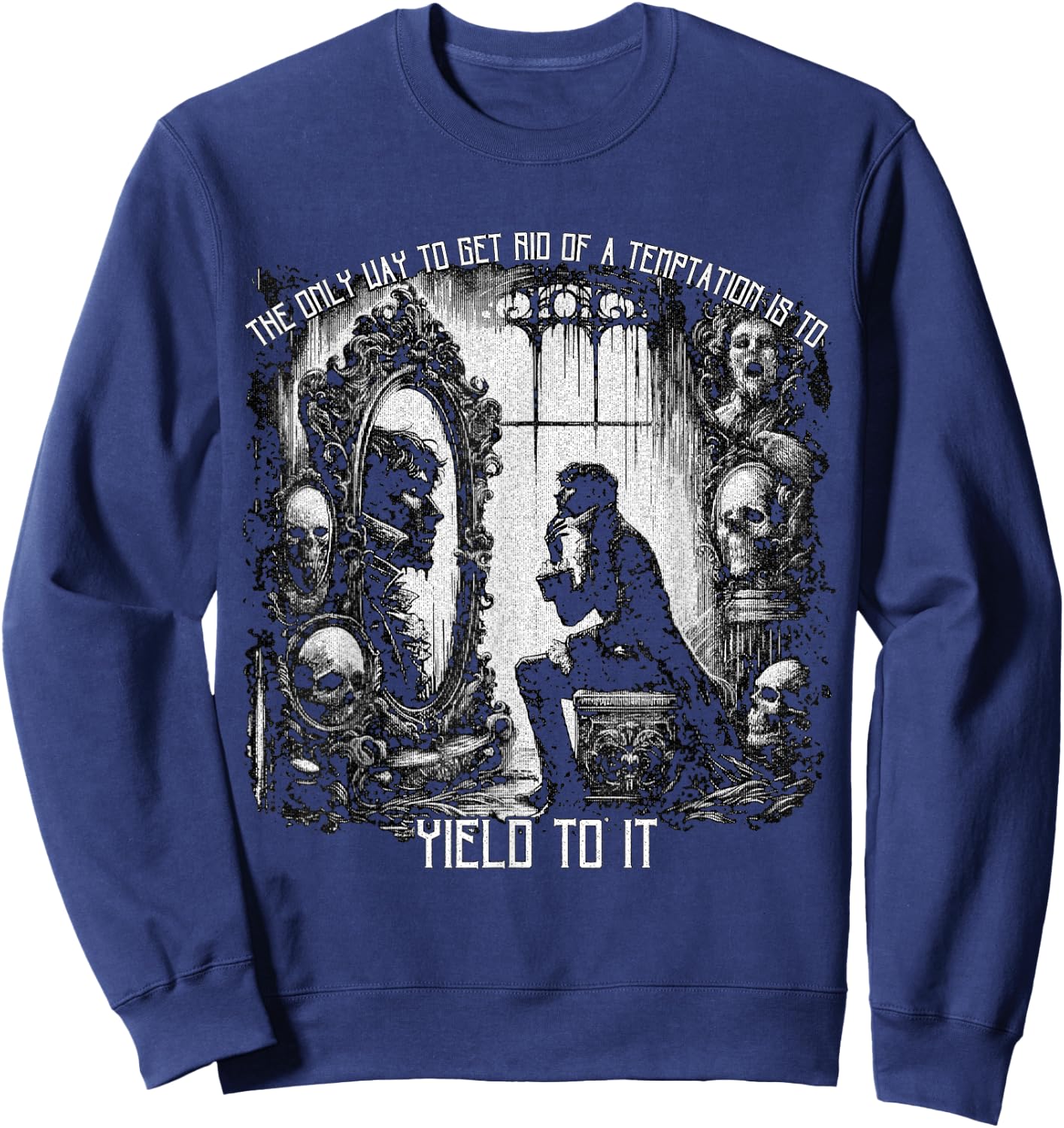 Oscar Wilde Dorian Gray Quote Yield Temptation Dark Academia Sweatshirt - Sweatshirt | Navy