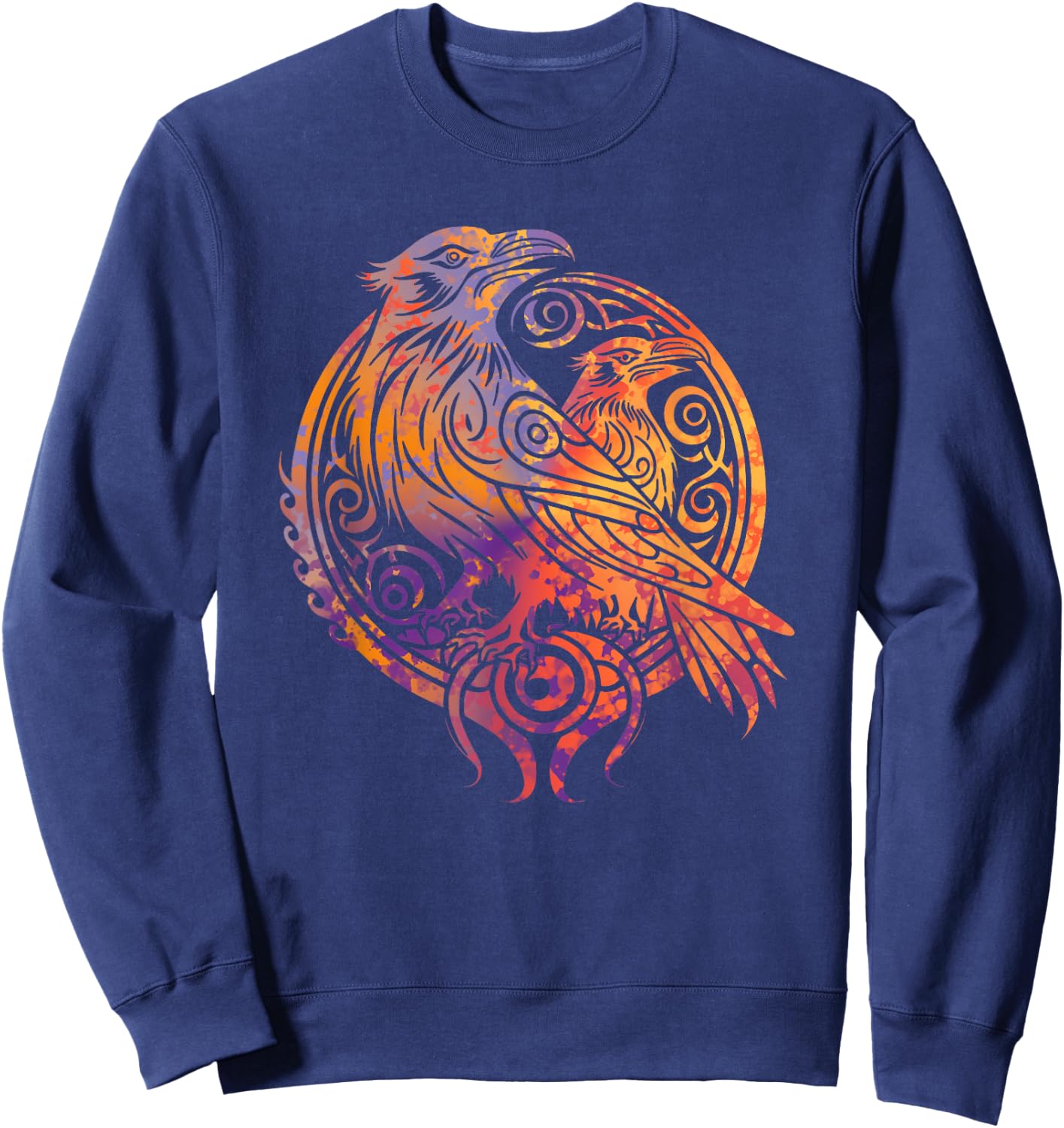 Odins Raven Norse Mythology Viking Birds Celtic Knots Asgard Sweatshirt - Sweatshirt | Navy