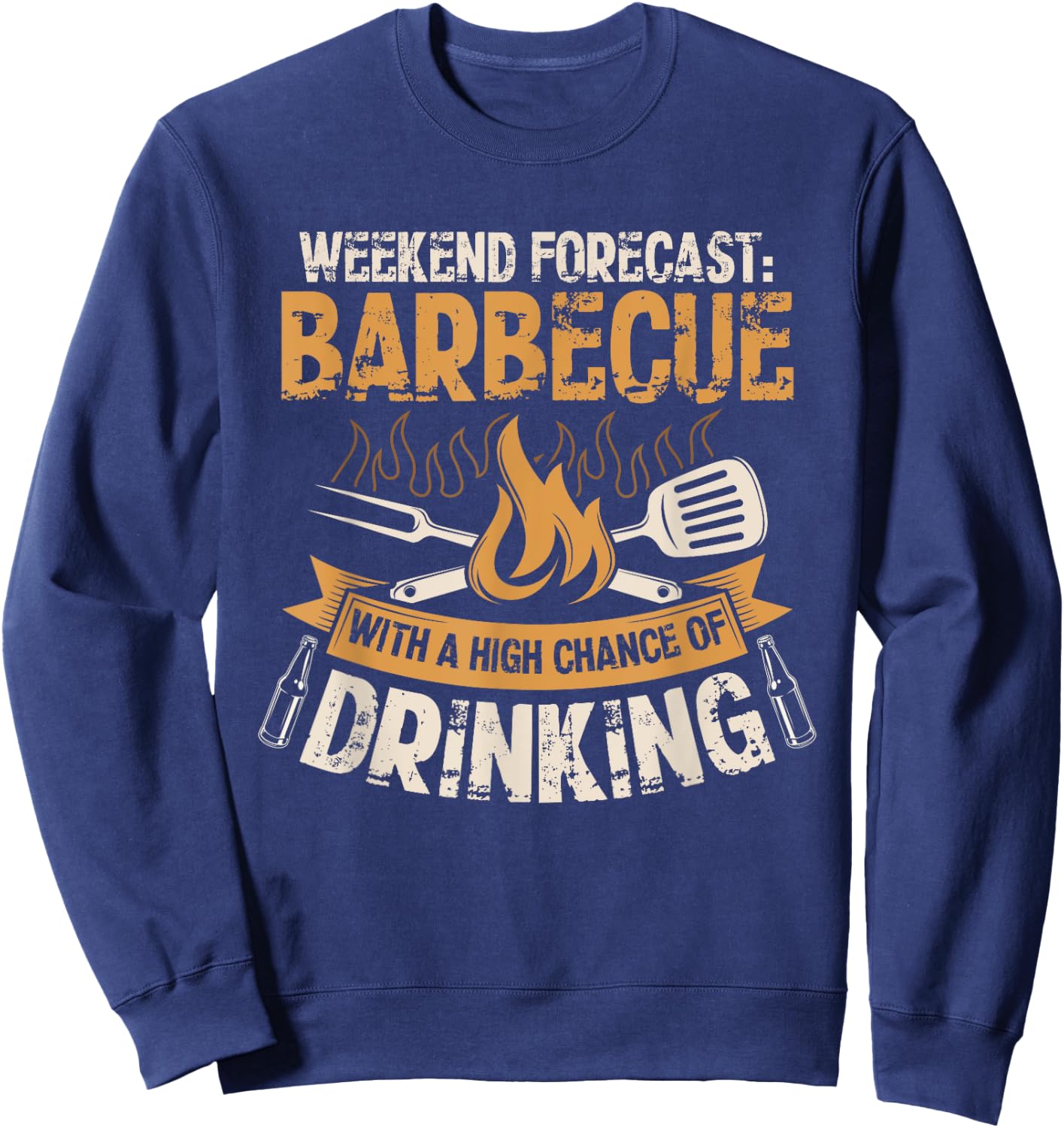 Funny BBQ Grill Chef Grilling Master Barbecue Lover BBQ Sweatshirt - Sweatshirt | Navy