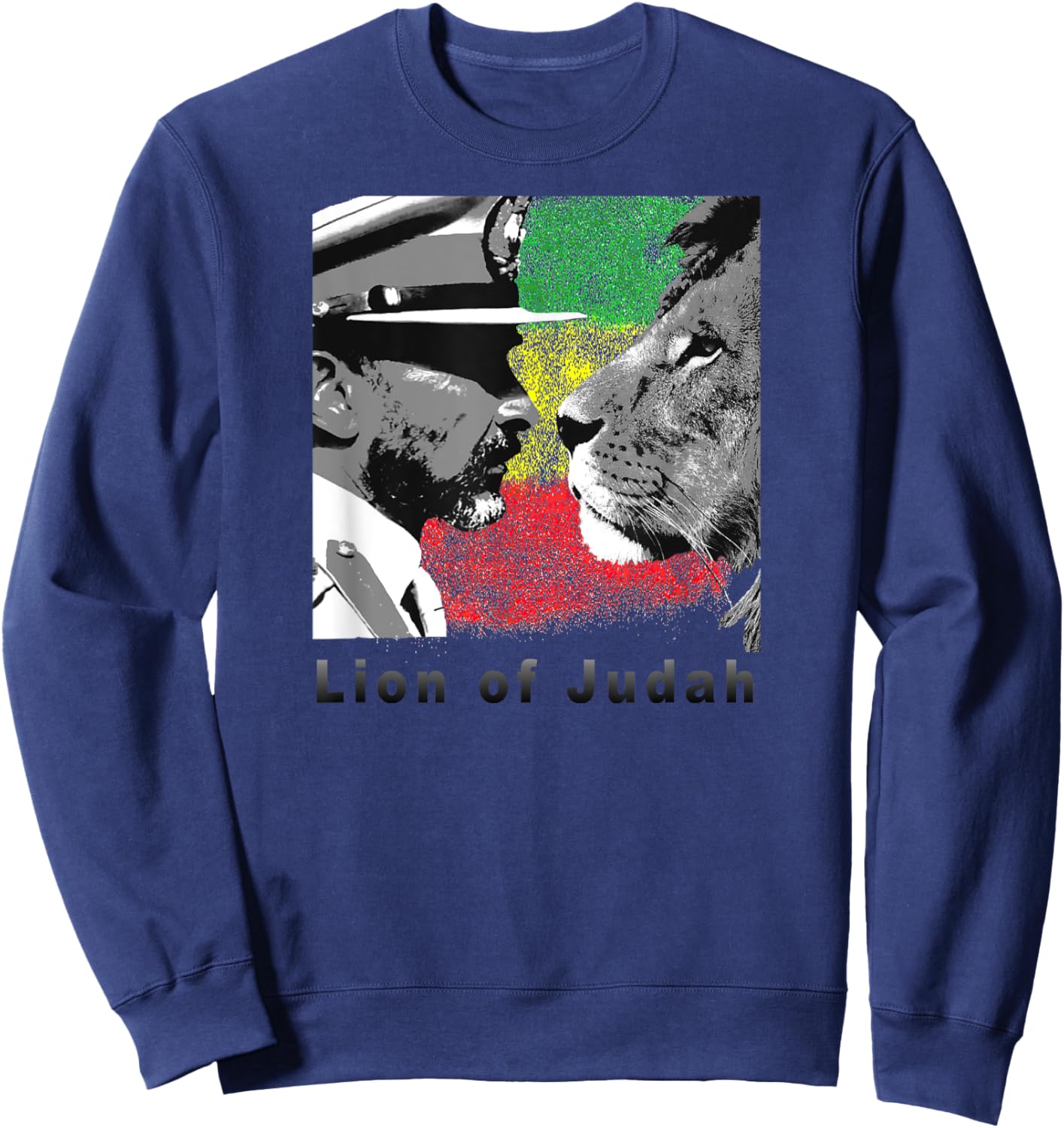 Lion of Judah Haile Selassie I. with reggae flag Sweatshirt - Sweatshirt | Navy