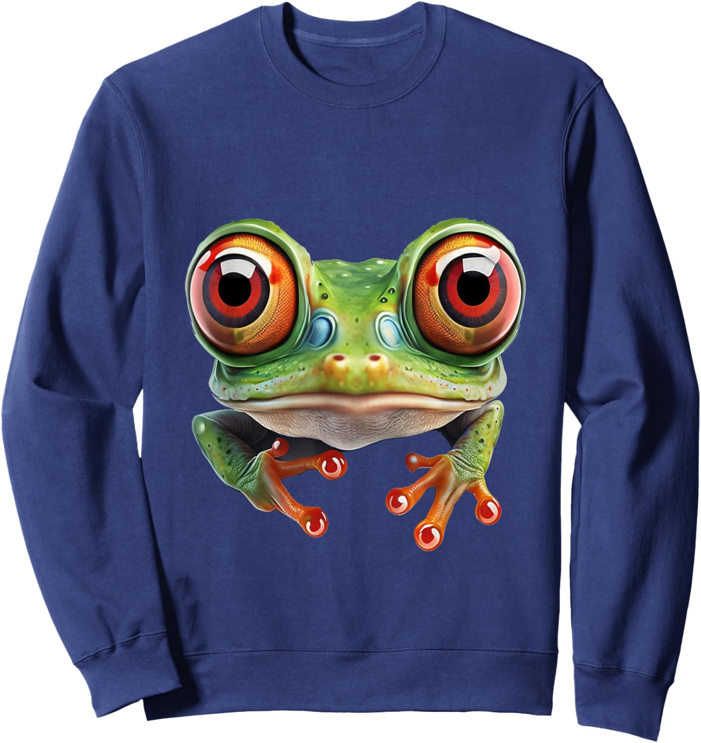 Green Body Tree Frog Red Eyed Tree Frog Rainforest Amphibian Sweatshirt - Sweatshirt | Navy