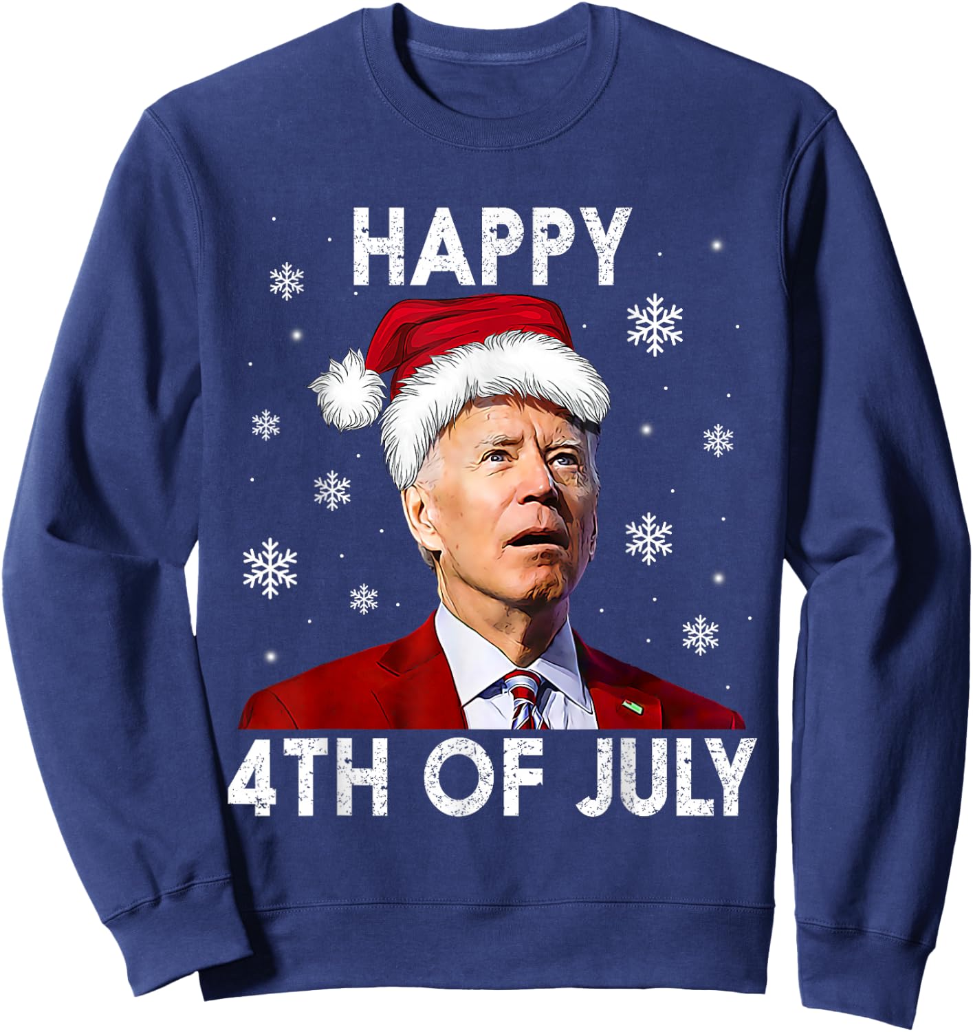 Funny Happy 4th of July Joe Biden Costume Santa shirt Sweatshirt - Sweatshirt | Navy
