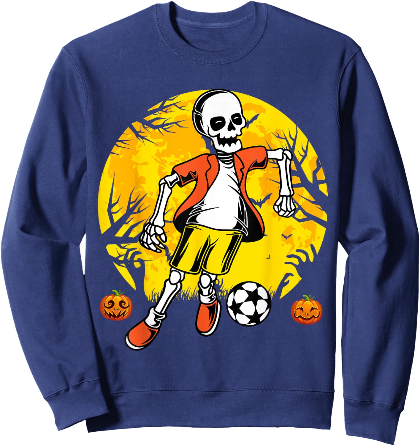 Soccer Halloween Skeleton Funny Football Halloween Soccer Sweatshirt - Sweatshirt | Navy