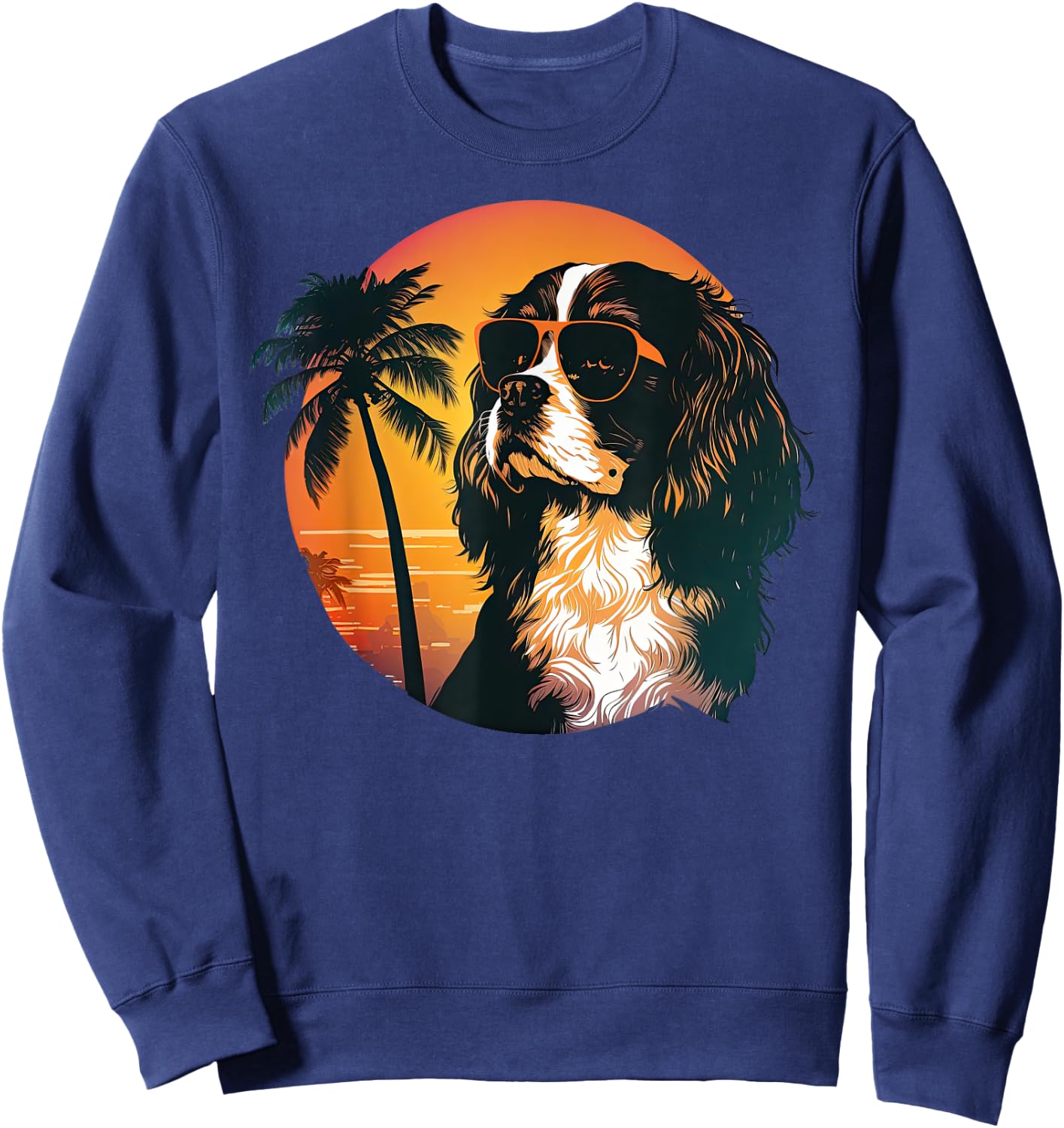 Funny Cavalier King Charles Spaniel Cute Cool Sunglasses Sweatshirt - Sweatshirt | Navy