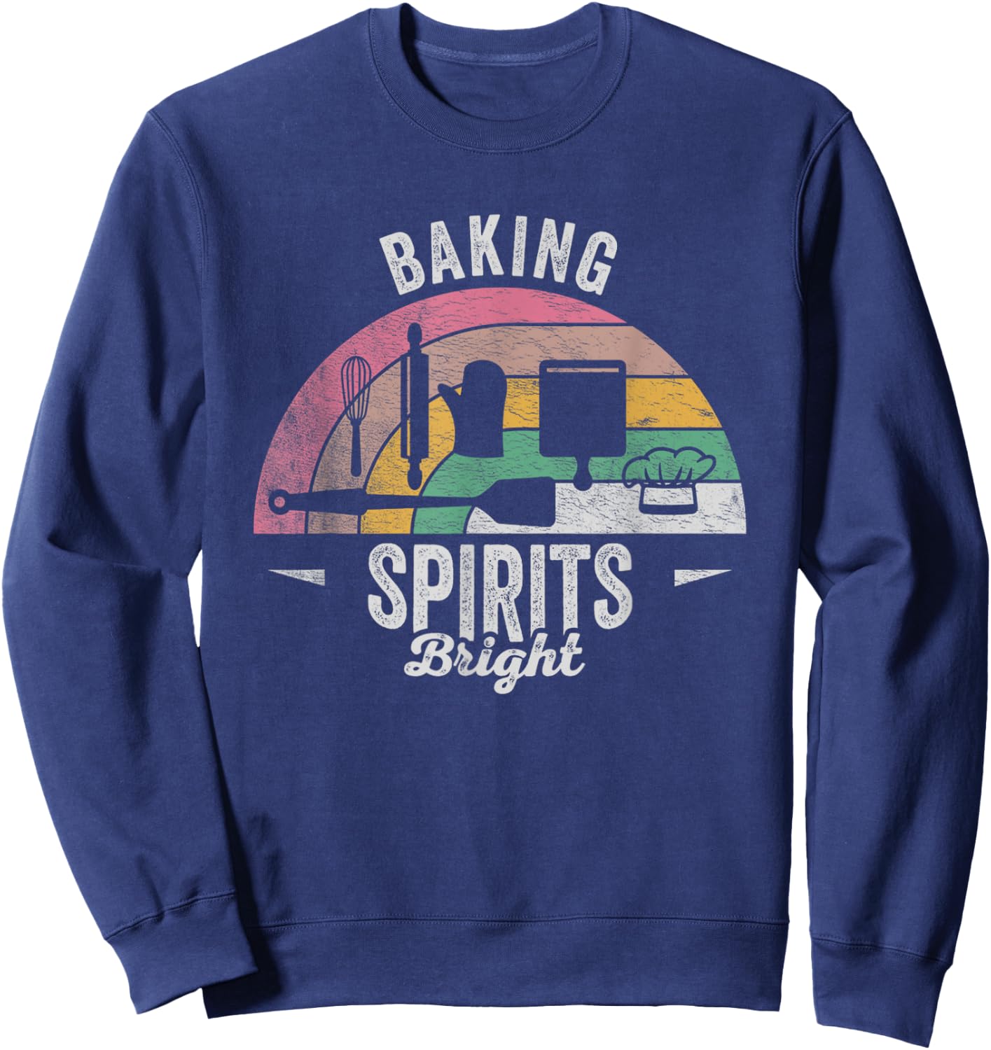 Retro Vintage Baking Spirits Bright Bakery Donut Cookie Sweatshirt - Sweatshirt | Navy