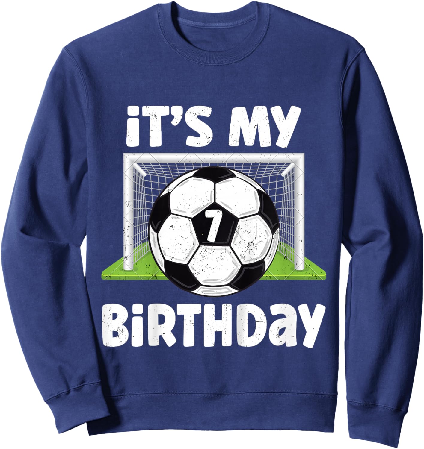 7 Years Old Soccer 7th Birthday Player Kids B-Day Party Sweatshirt - Sweatshirt | Navy
