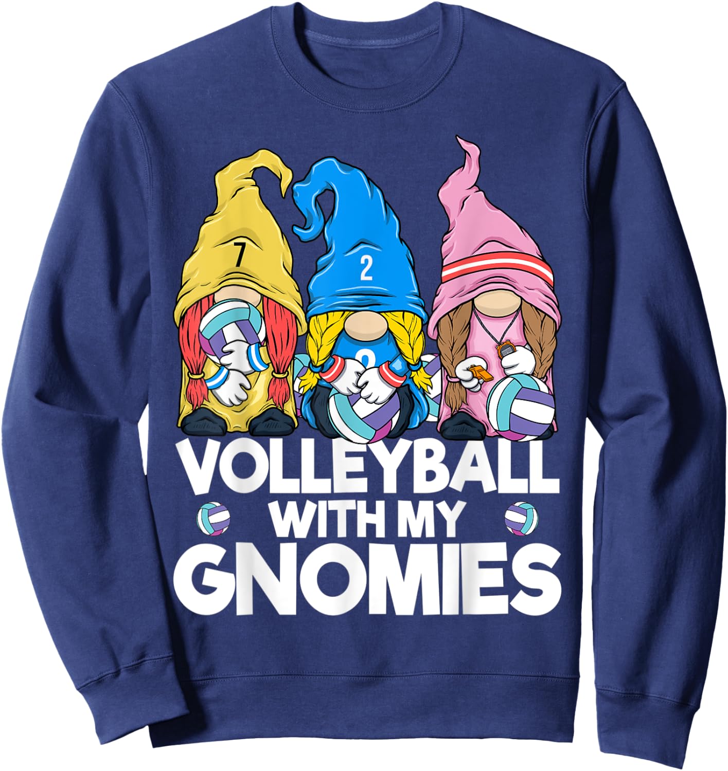 Volleyball Gnome Volleyball with My Gnomies Women Teen Girls Sweatshirt - Sweatshirt | Navy