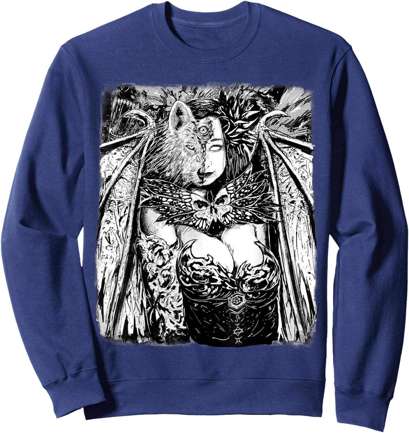Gothic Succubus Dragon Lady Manga Art - Sexy Manga Girl Sweatshirt - Sweatshirt | Navy