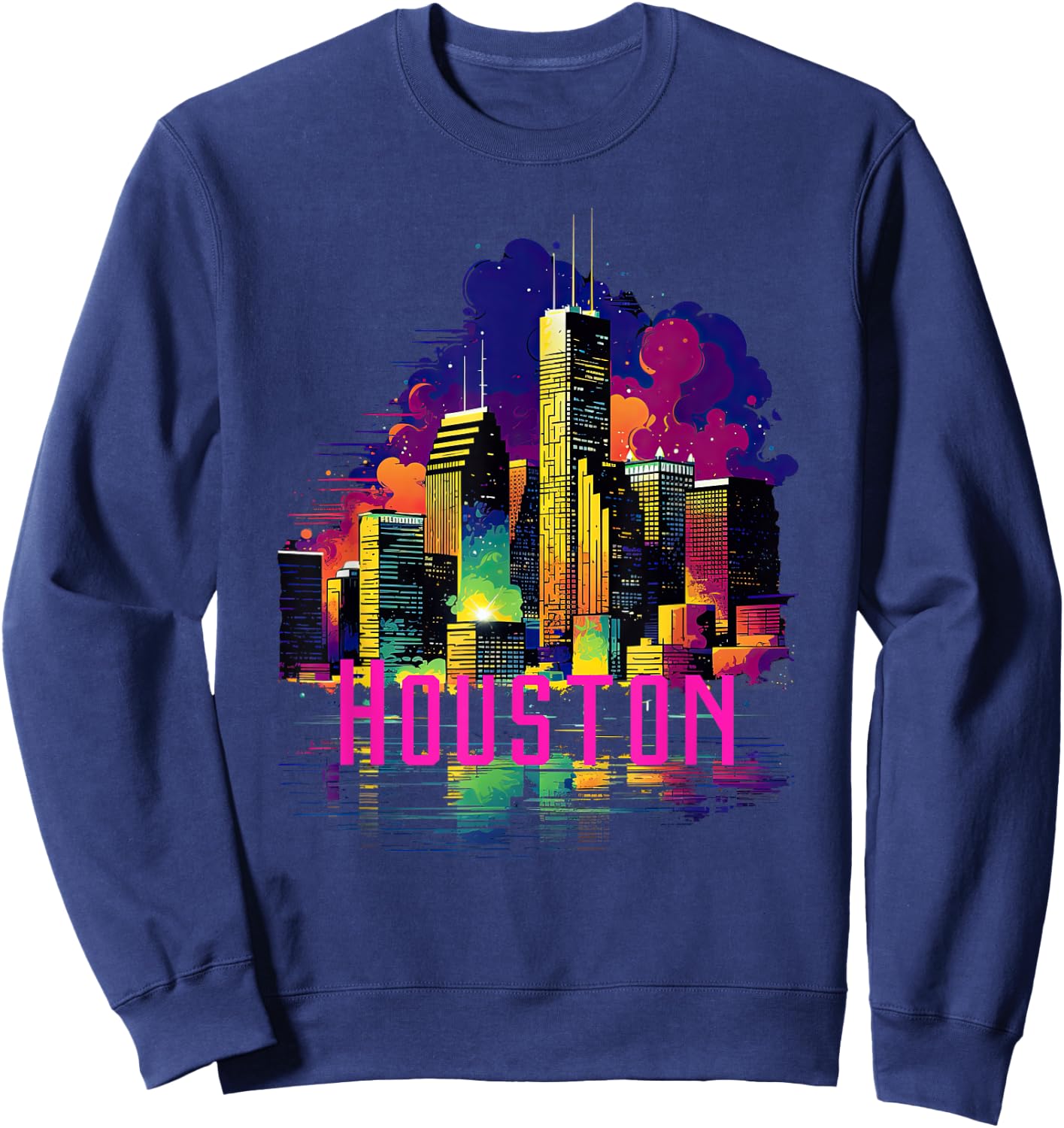 Houston Texas City Downtown Skyline Texas HOU Sweatshirt - Sweatshirt | Navy