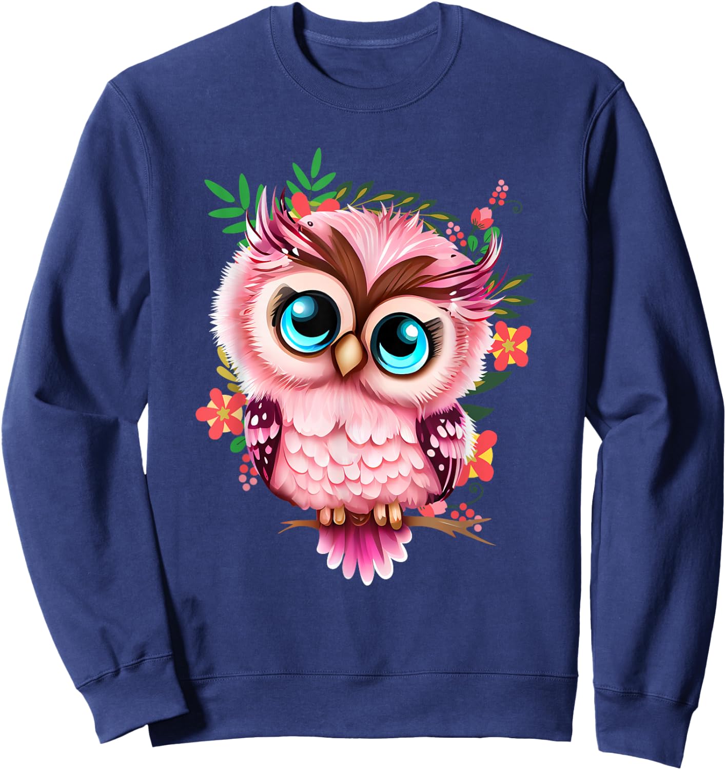 Cute Pink Owl - Girl who Loves Owls Nature and Birds Sweatshirt - Sweatshirt | Navy