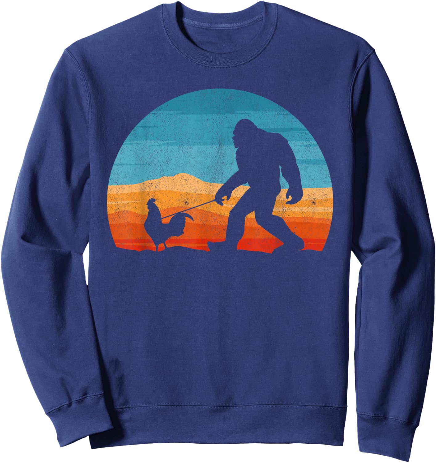 Bigfoot Walking Rooster Sasquatch Chicken Lover Sweatshirt - Sweatshirt | Navy
