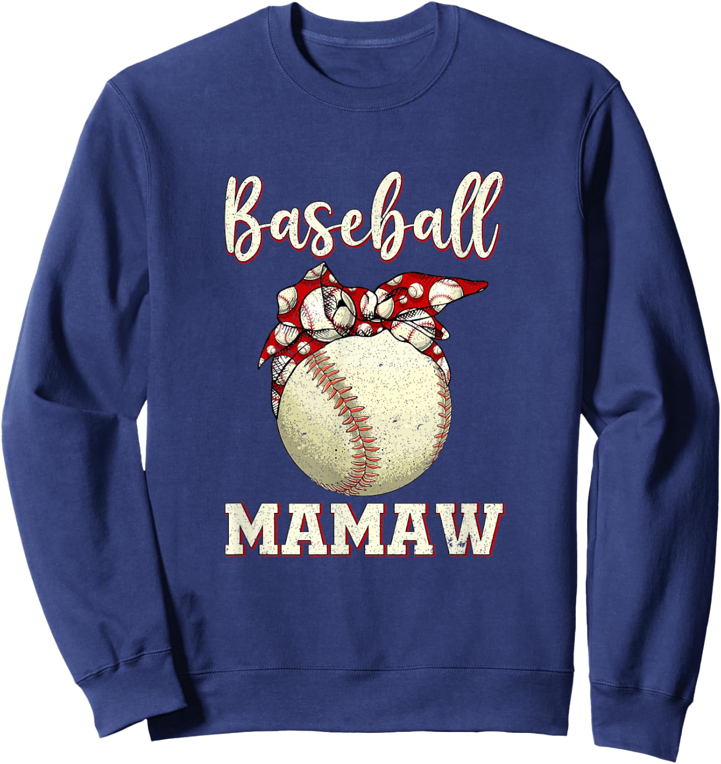 Vintage Baseball Mamaw Softball Leopard Mother's Day Sweatshirt - Sweatshirt | Navy
