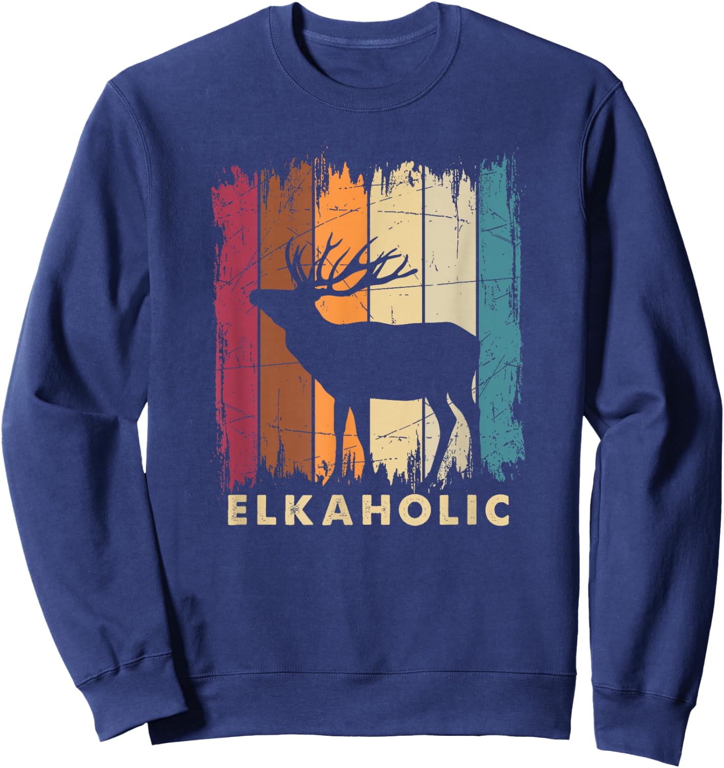 Wildlife Buck Elk Hunting Hunter Deer Silhouette Elkaholic Sweatshirt - Sweatshirt | Navy